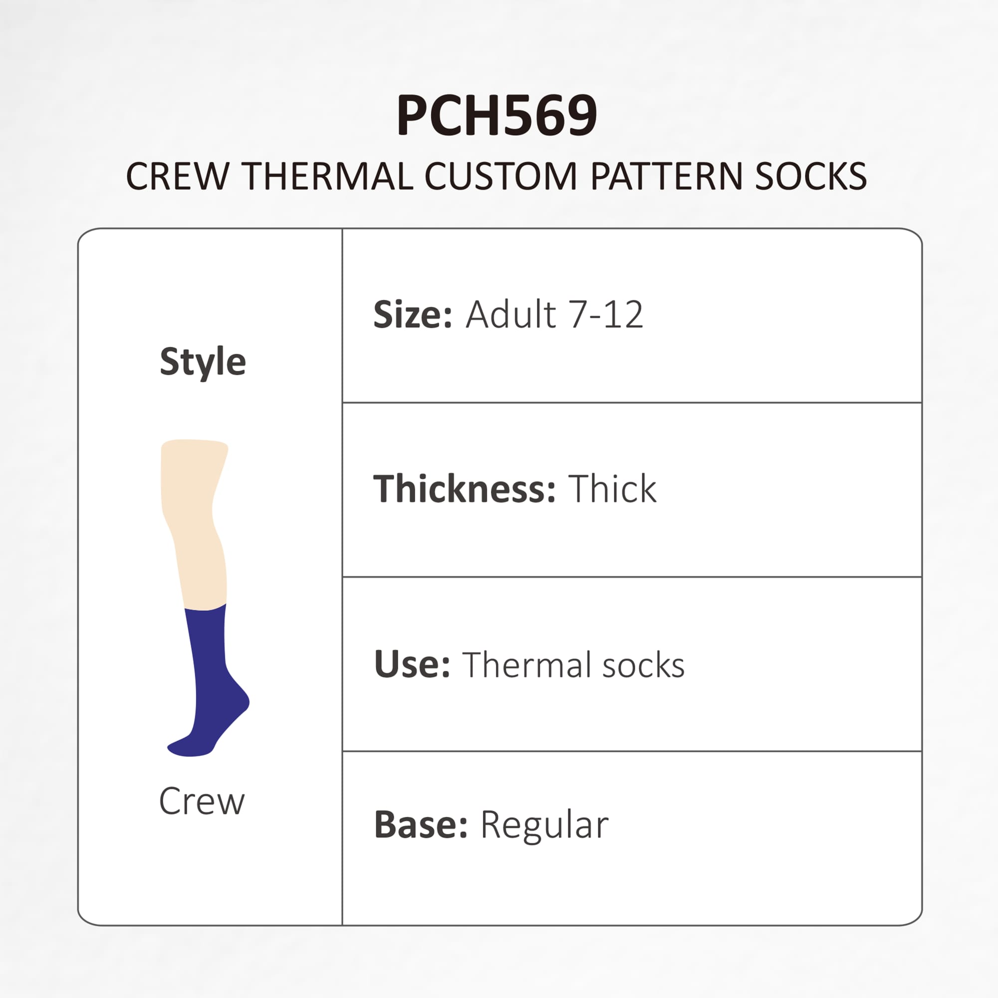 Crew Thermal Custom Pattern Socks - PCH569 Image