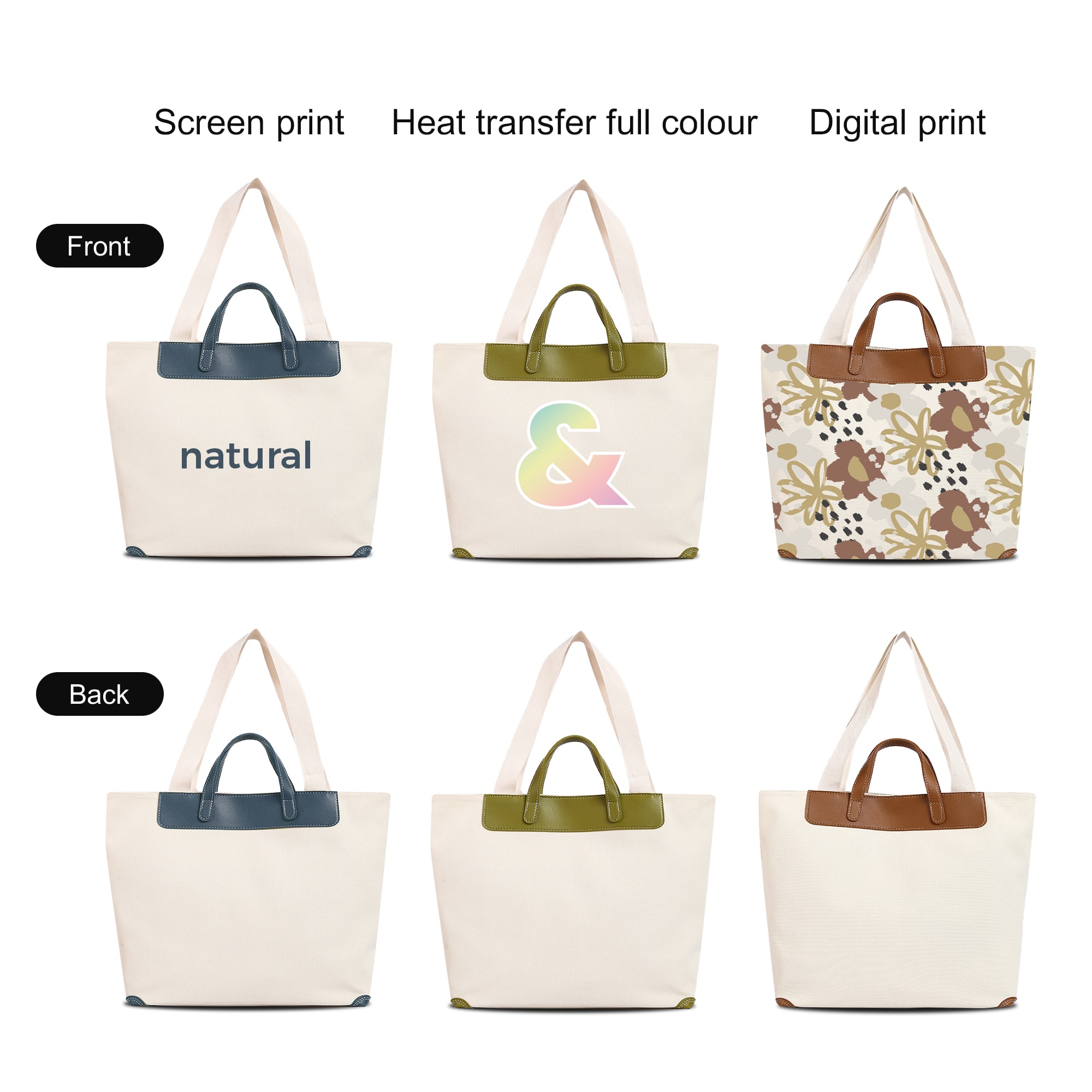 Canvas Bag With Leather Handle