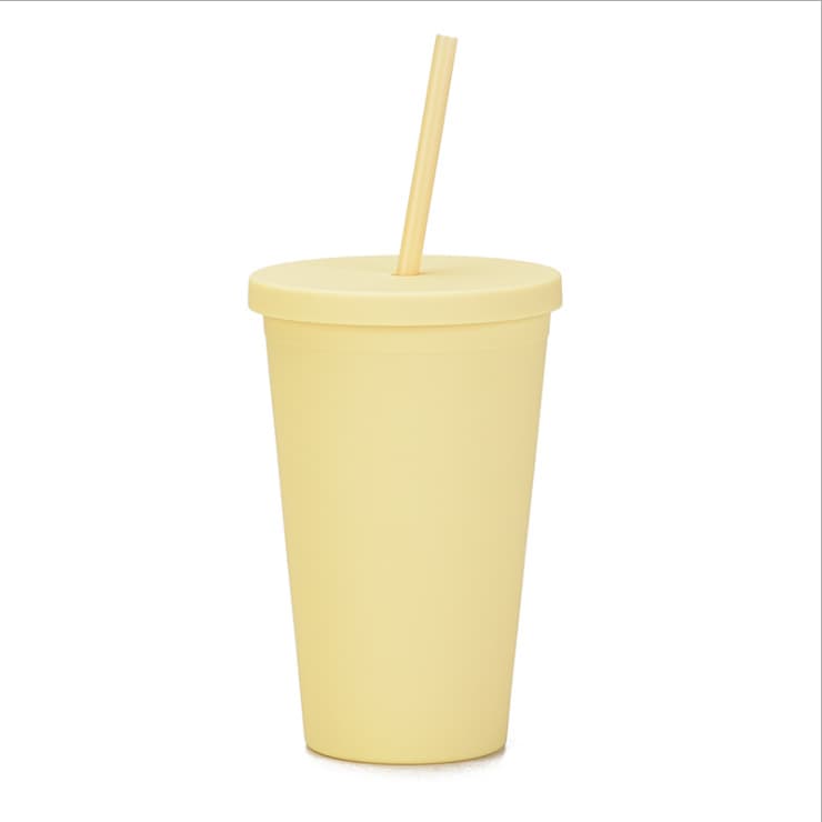 16oz Matte Plastic Cups with Lids & Straws - PXD278 Image 