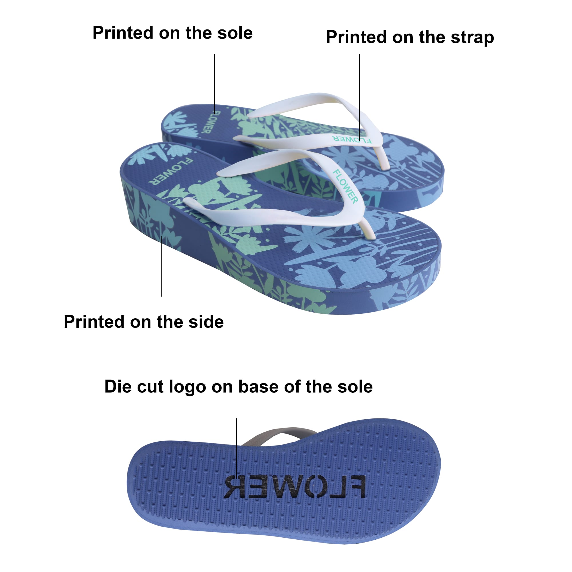 Rubber Platform Talking Footprint Thongs - PCH199 Image