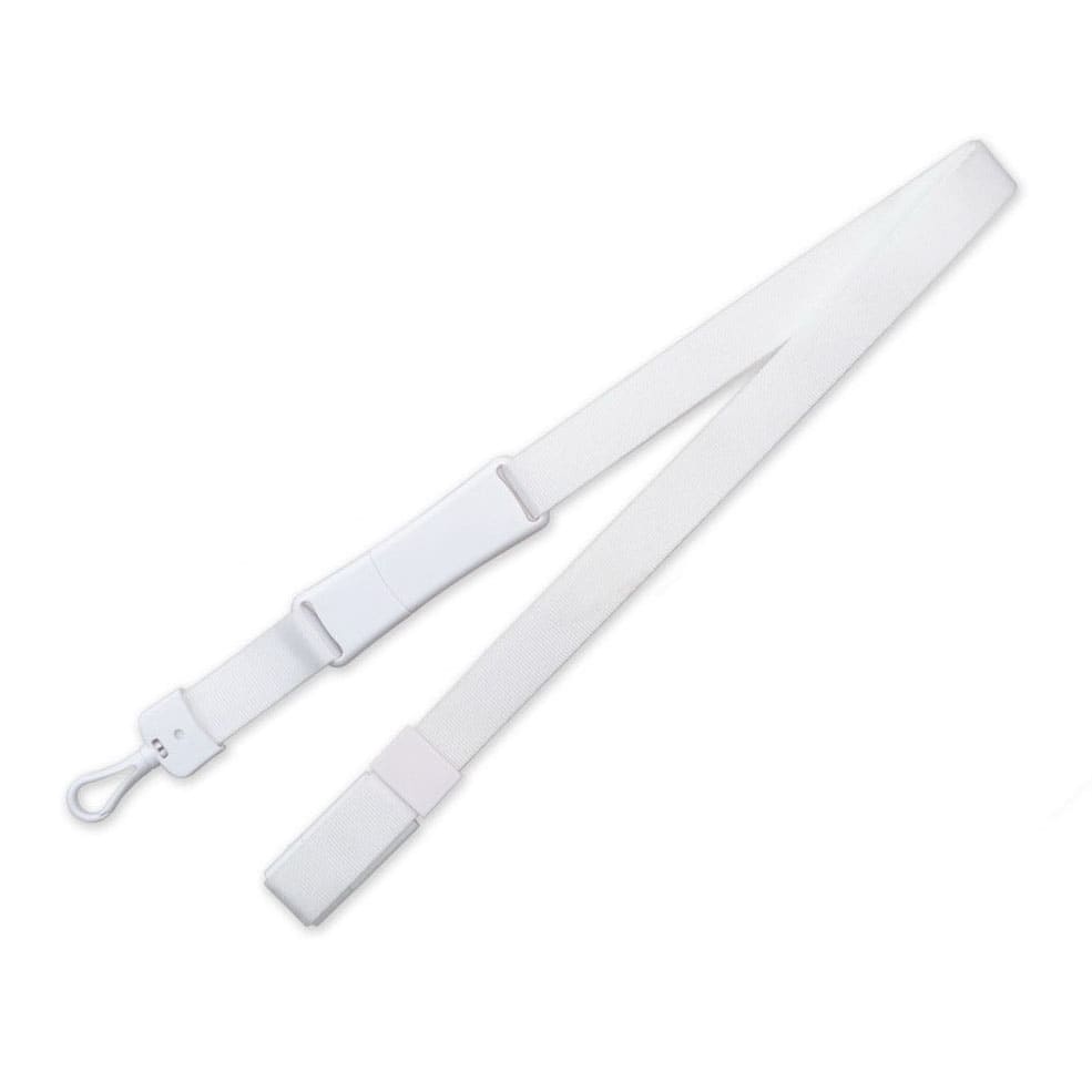 A white magnetic clip lanyard with a flash drive attached, featuring a sleek and simple design.