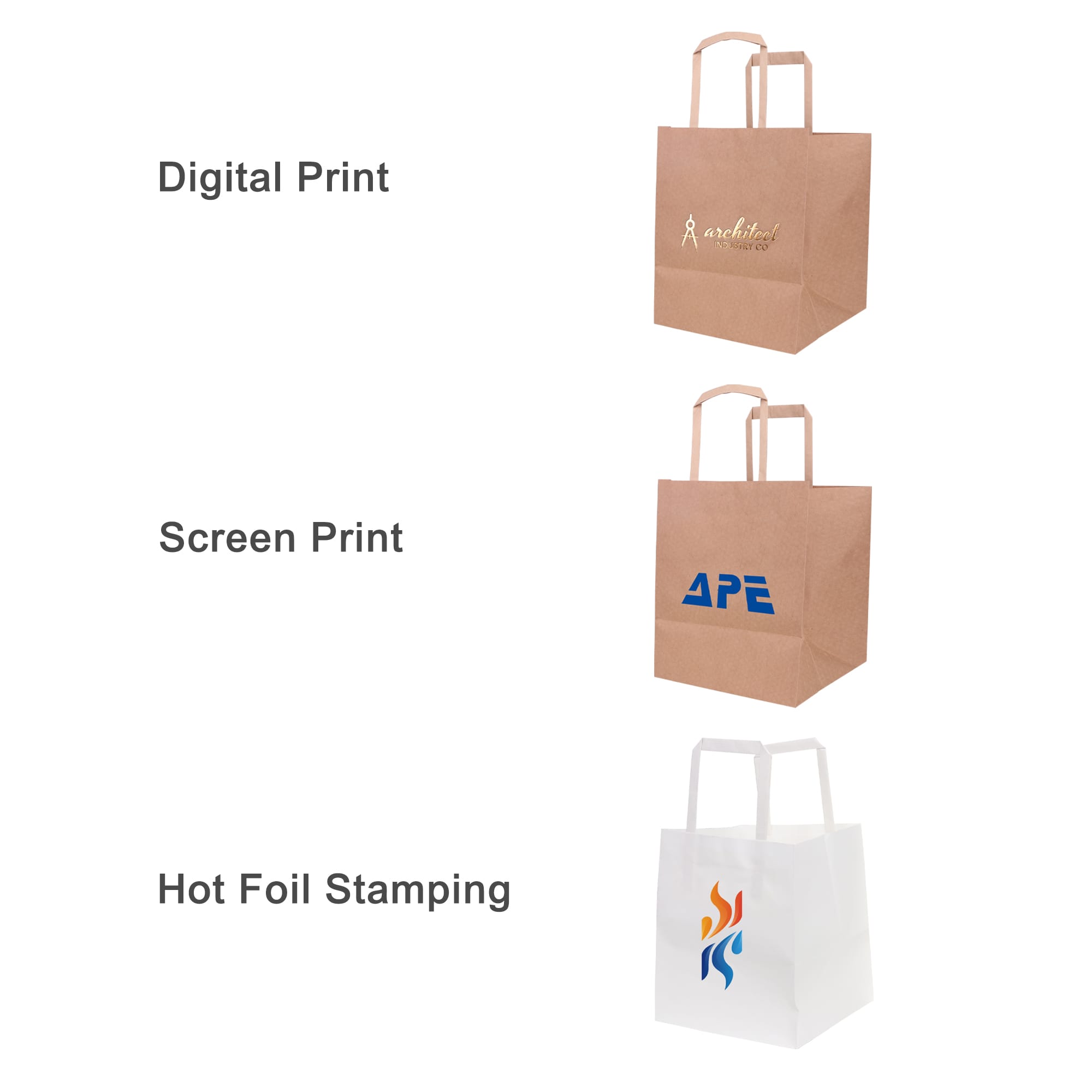 Flat Handle Kraft Paper Bag(150x170x150mm)
