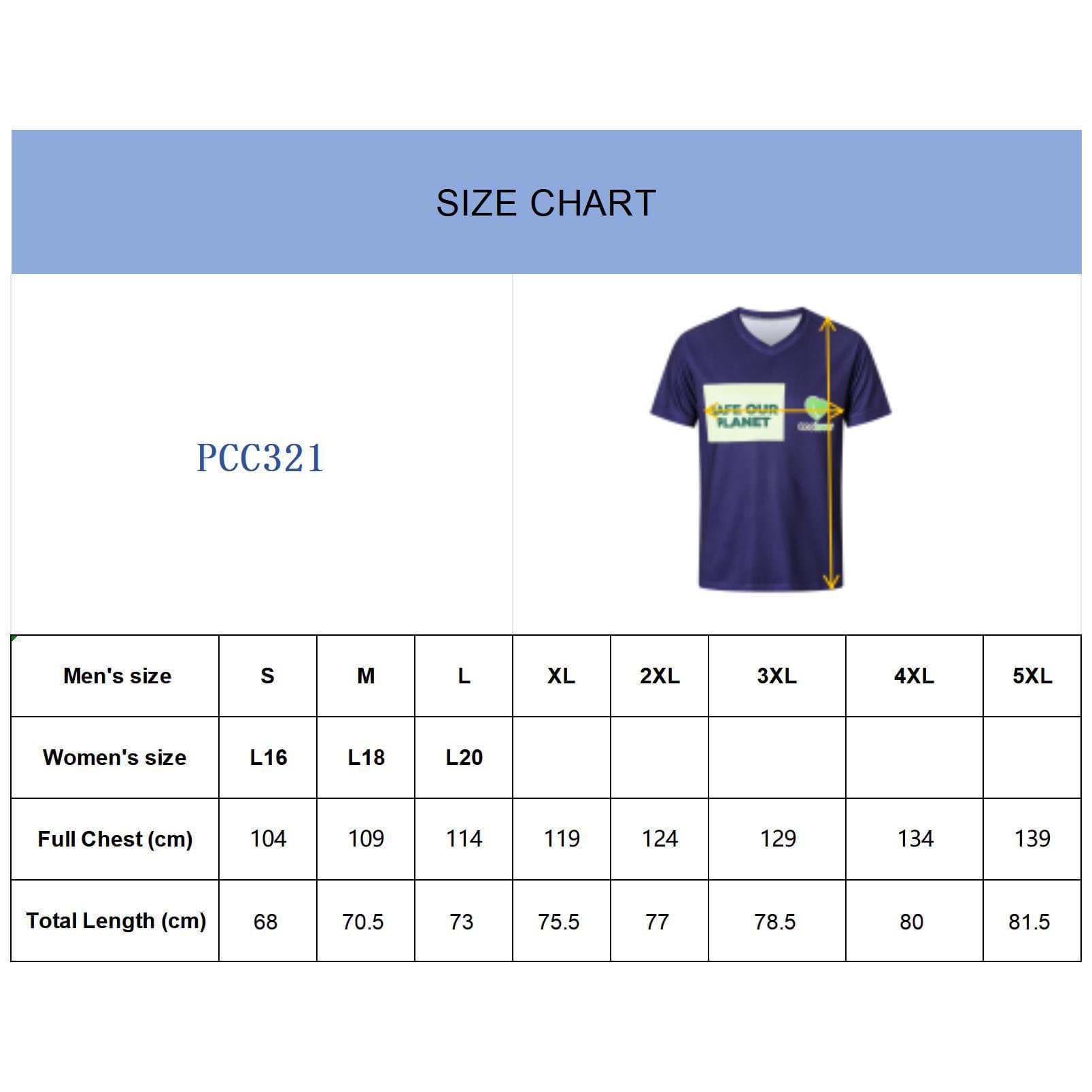 Unisex Adults RPET Sublimated V-collar Tee Shirt - PCC321 Image