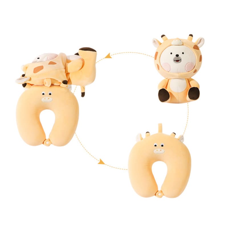 Sitting Animal Shaped 2 In 1 Travel Pillow - PCTP007 Image 