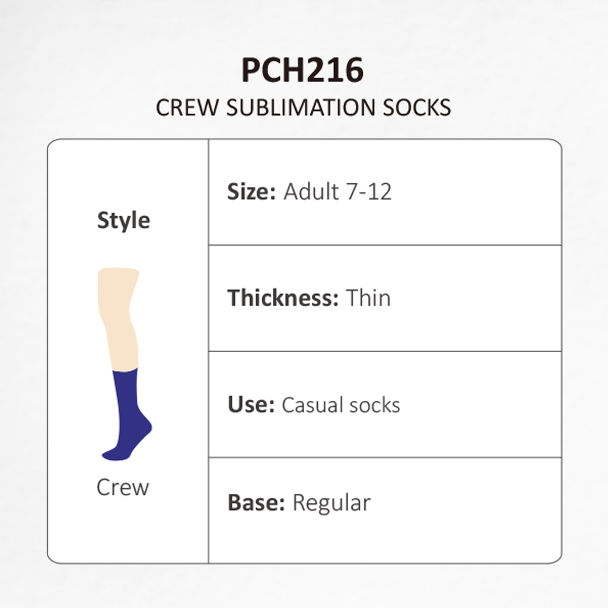 Crew Sublimation Socks - PCH216 Image