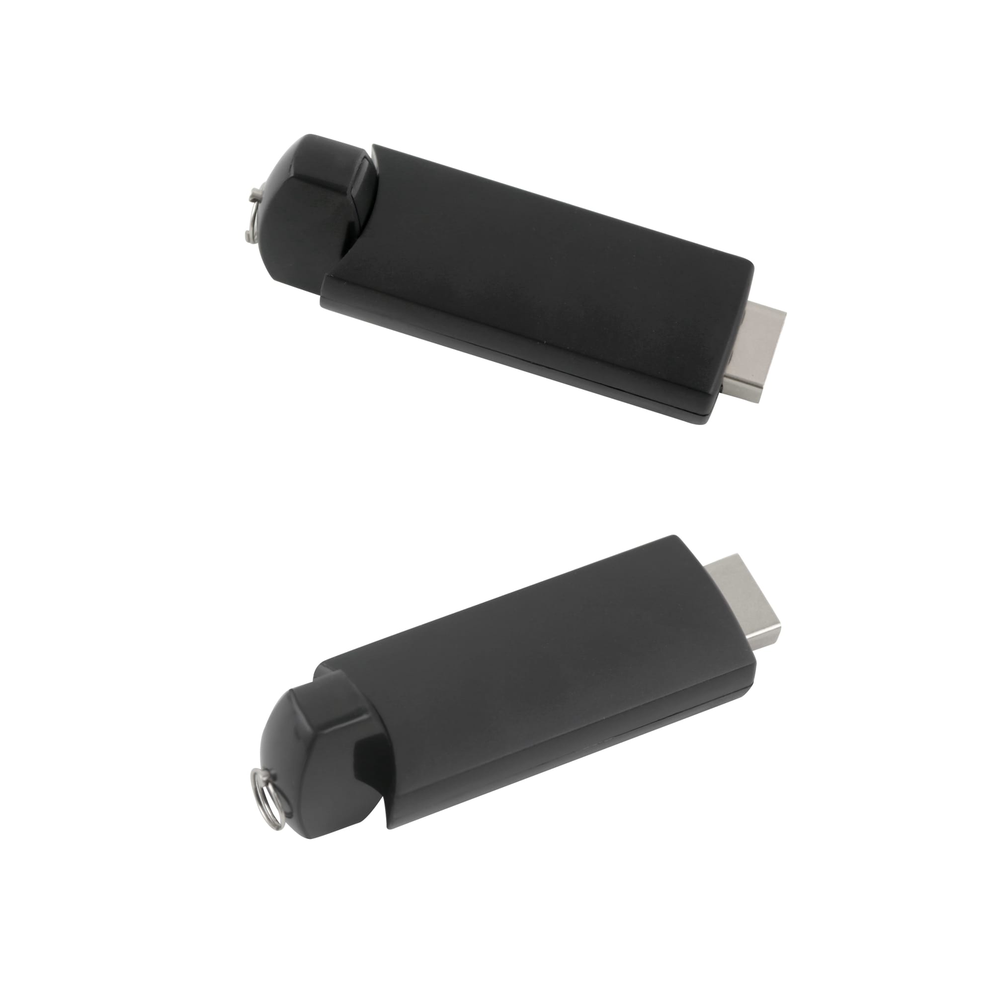 A black Gyro USB flash drive with a sleek design, featuring a circular end and a USB connector. It has a logo.