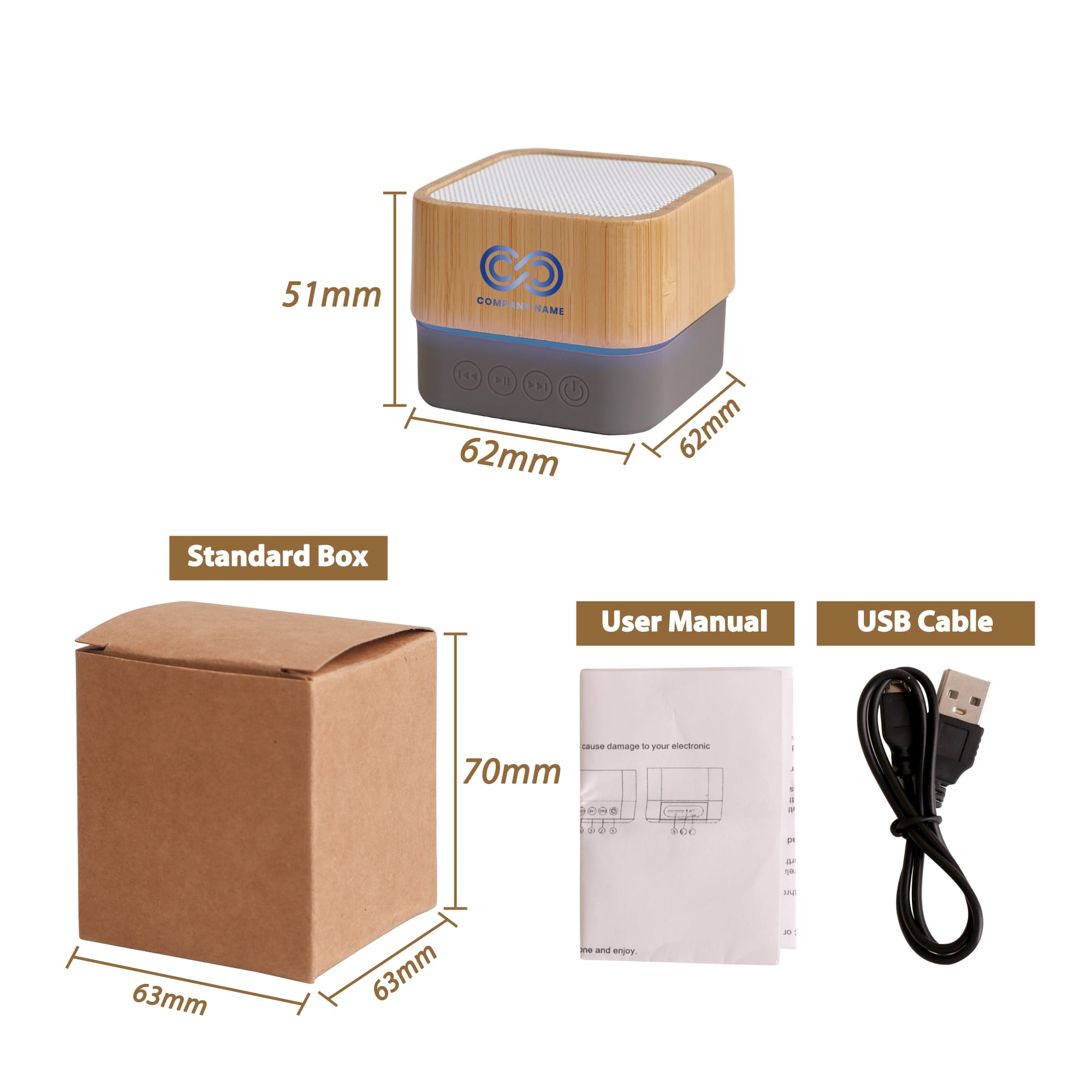 Bamboo Bluetooth Wireless Speaker - PCT143 Image 