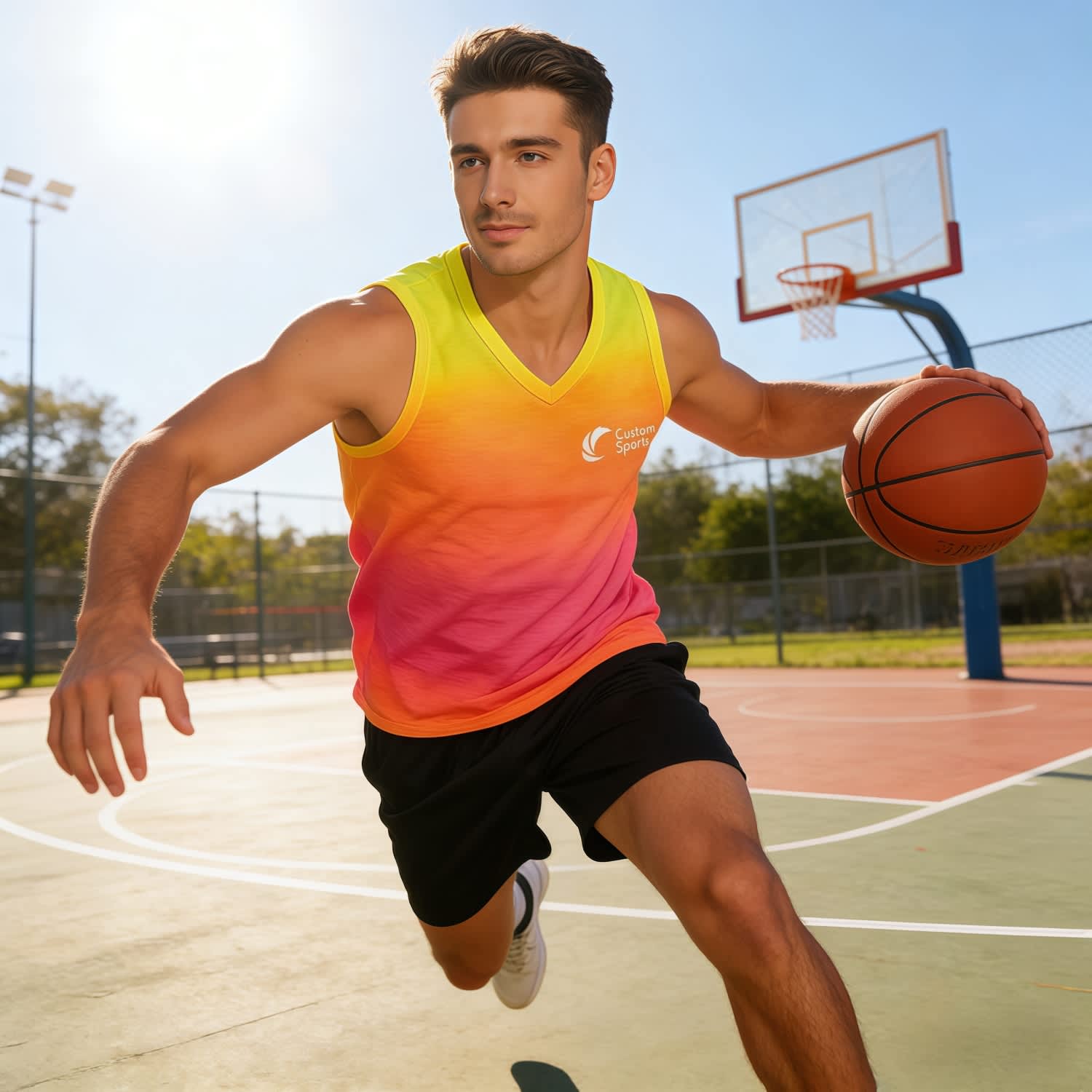 Alternative view of 100% Polyester Micro Mesh Sublimated V-Neck Singlet