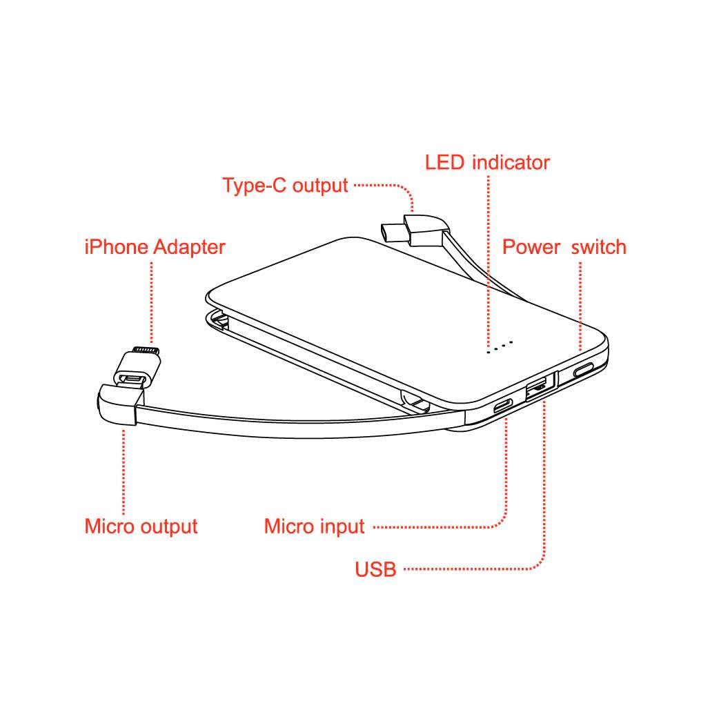 Portable Multi Connector Power Bank - PCB048 Image 