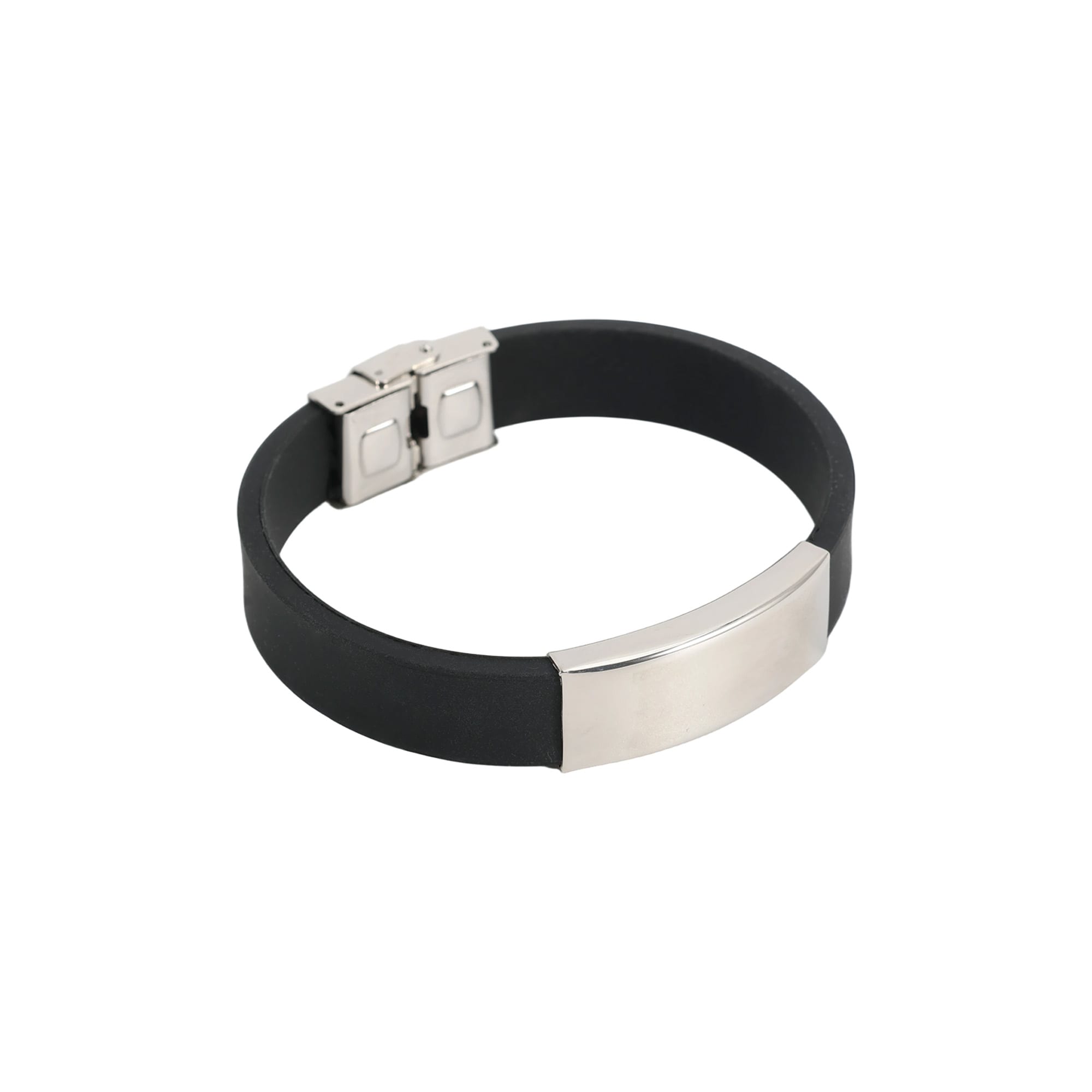 Alternative view of Engraved Stainless Steel  Buckle Latch Bracelet