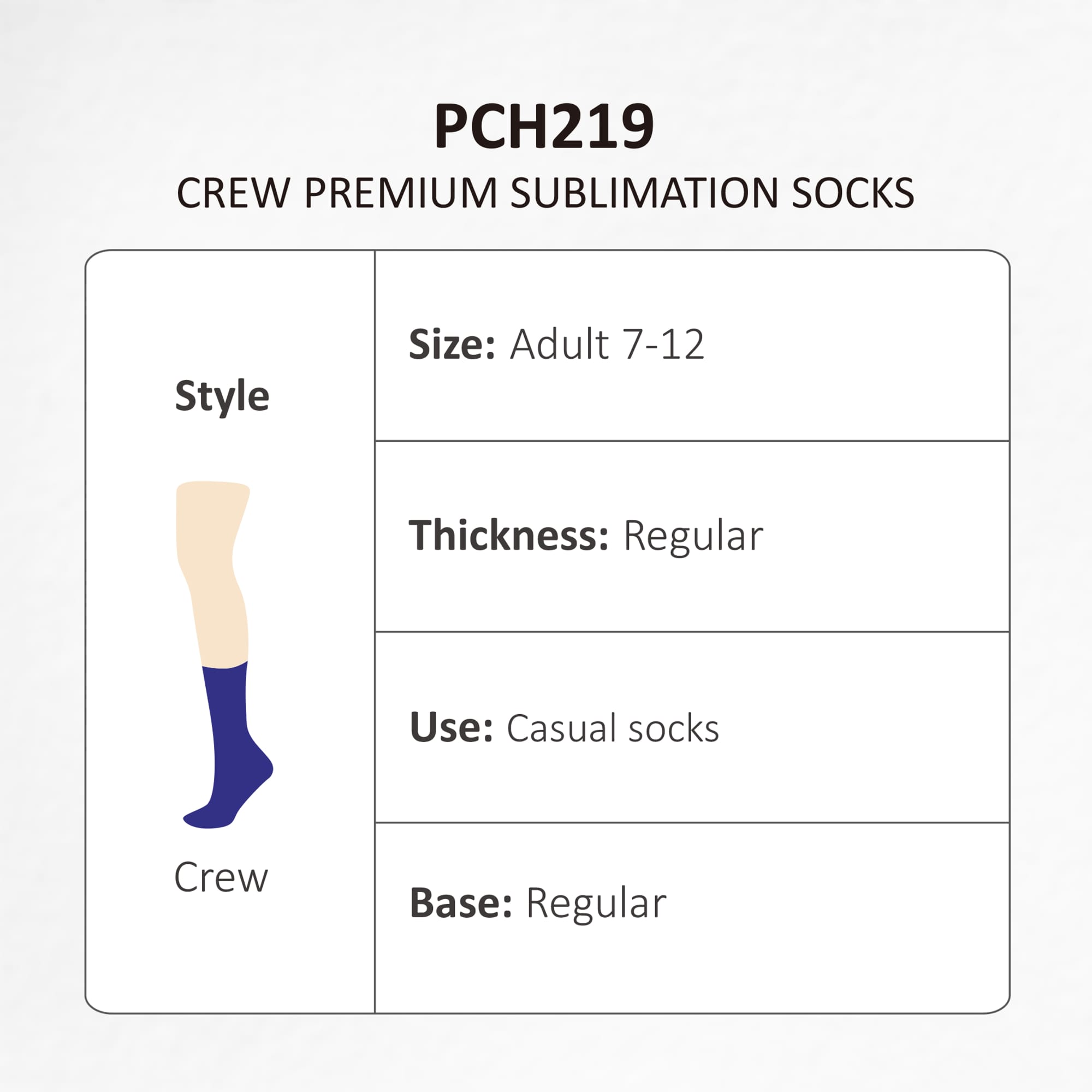 Crew Premium Sublimation Socks - PCH219 Image