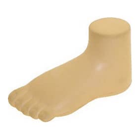 A beige foot-shaped stress reliever, designed as a fun keyring for stress relief. It features a solid base.