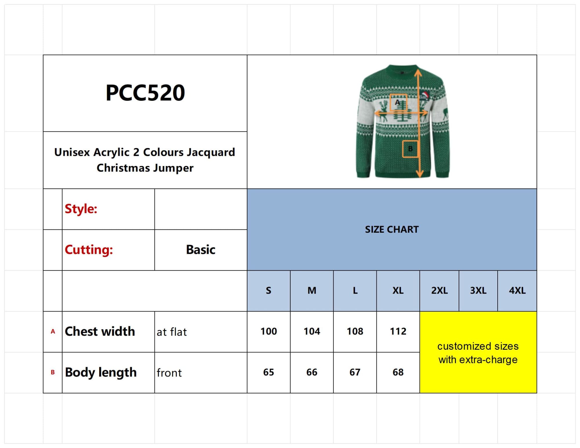 Unisex Acrylic 2 Colours Jacquard Christmas Jumper - PCC520 Image