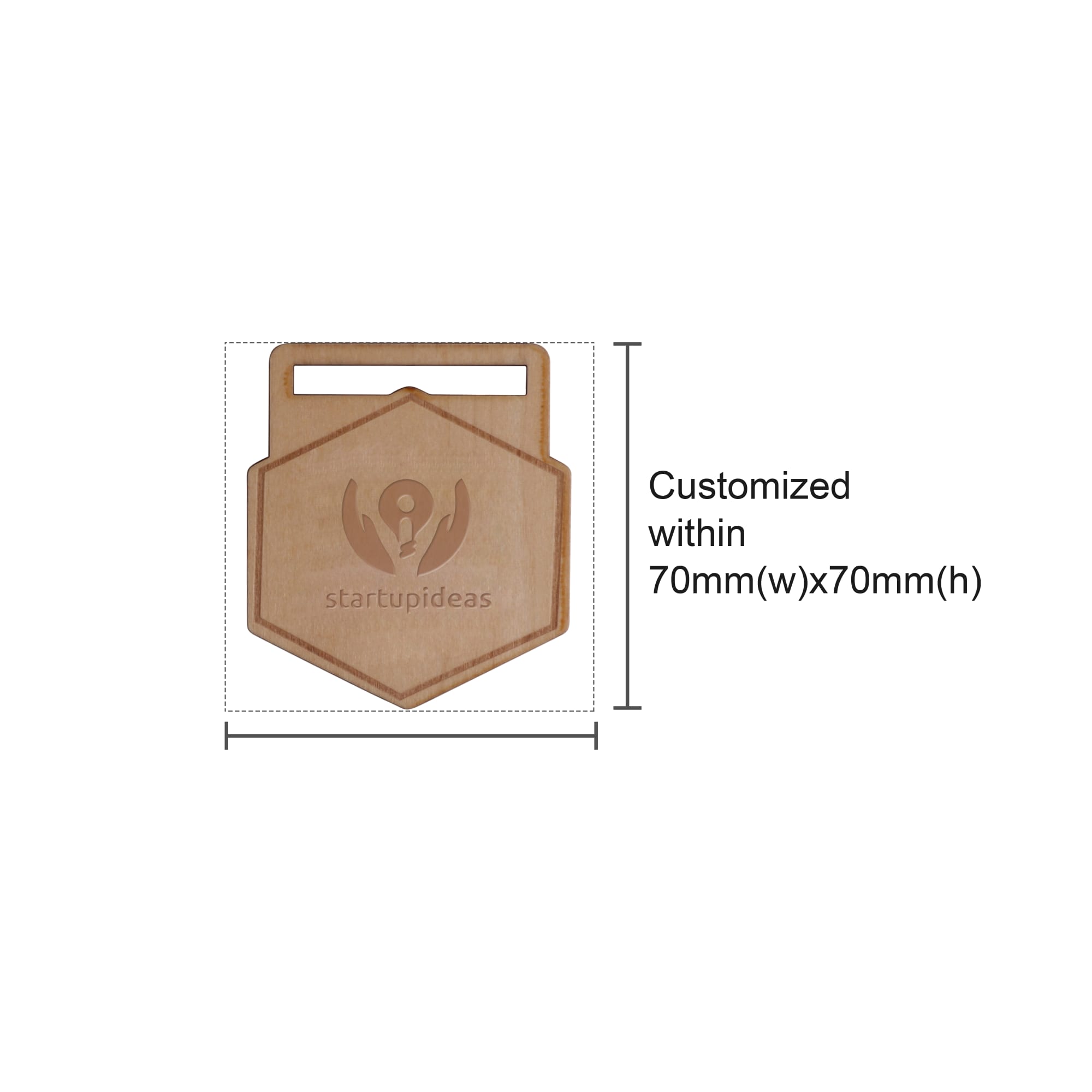 Custom Shaped Wooden Medal with Bamboo Lanyard - PCL051B Image