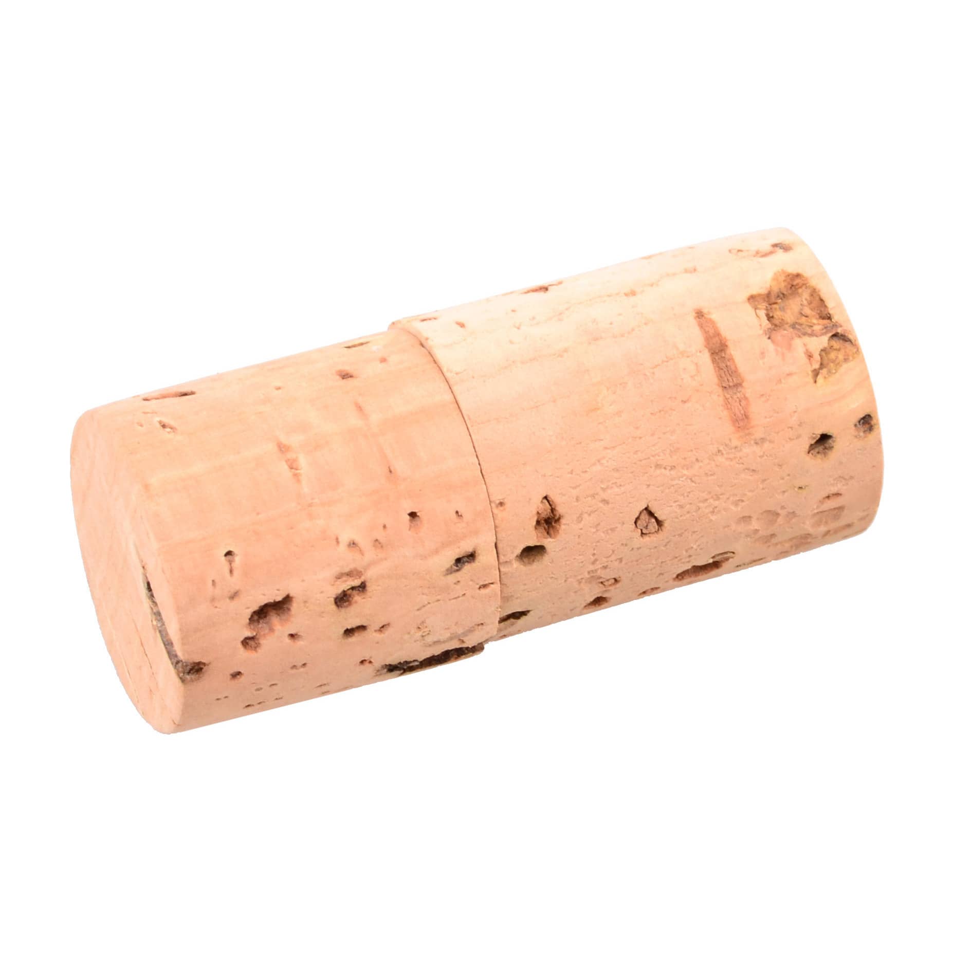 A wine cork-shaped flash drive in natural beige, featuring a simple design without visible branding.