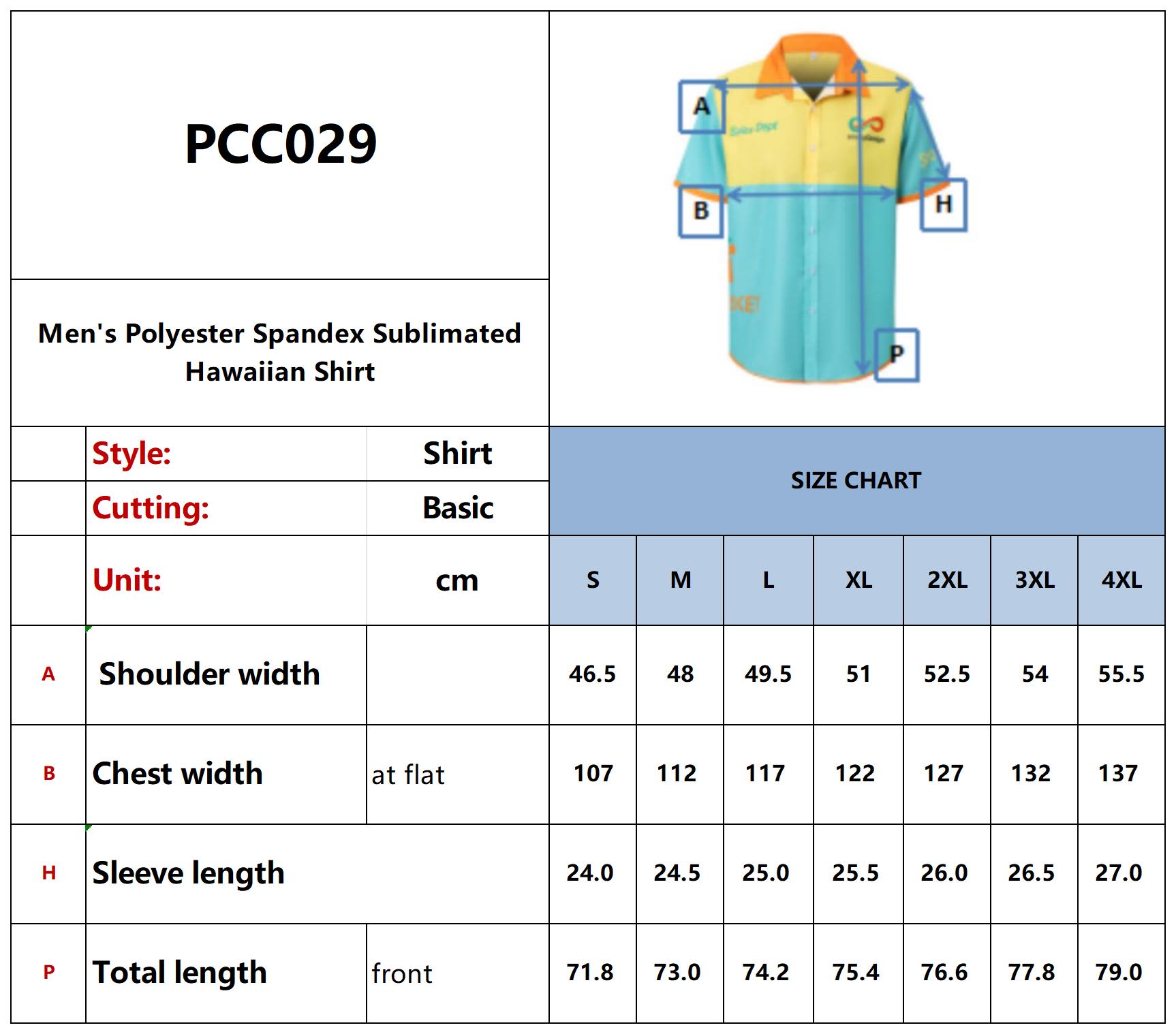 Men's Polyester Spandex Sublimated Hawaiian Shirt - PCC029 Image 