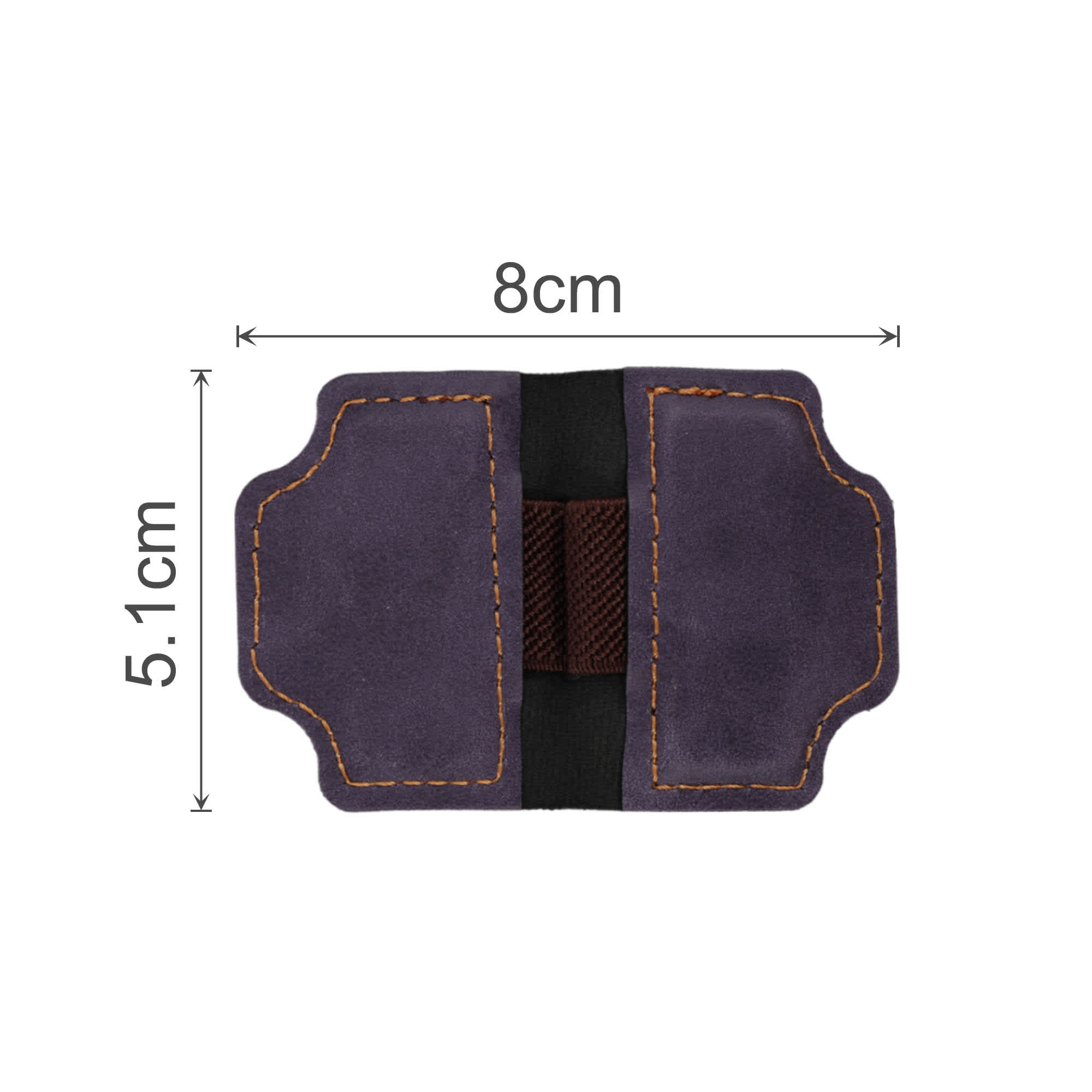 A purple magnetic bookmark with a pen clip is displayed, featuring a stitched design and elastic band in the centre.