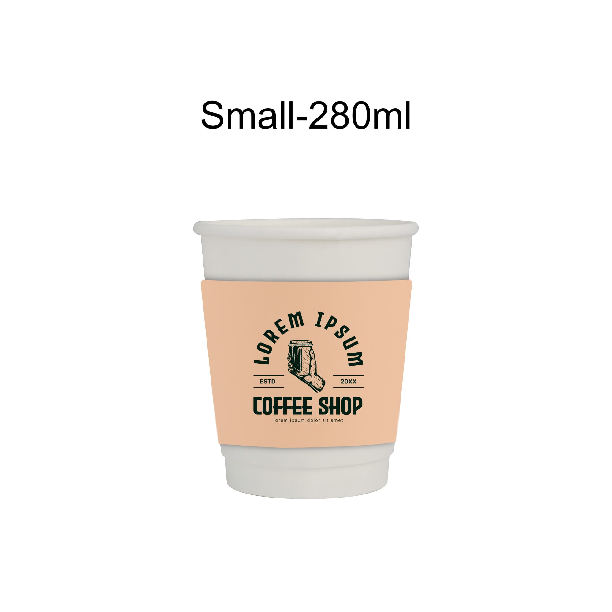 Alternative view of Home Compostable Aqueous Double Wall Paper Cups with Cup Sleeve