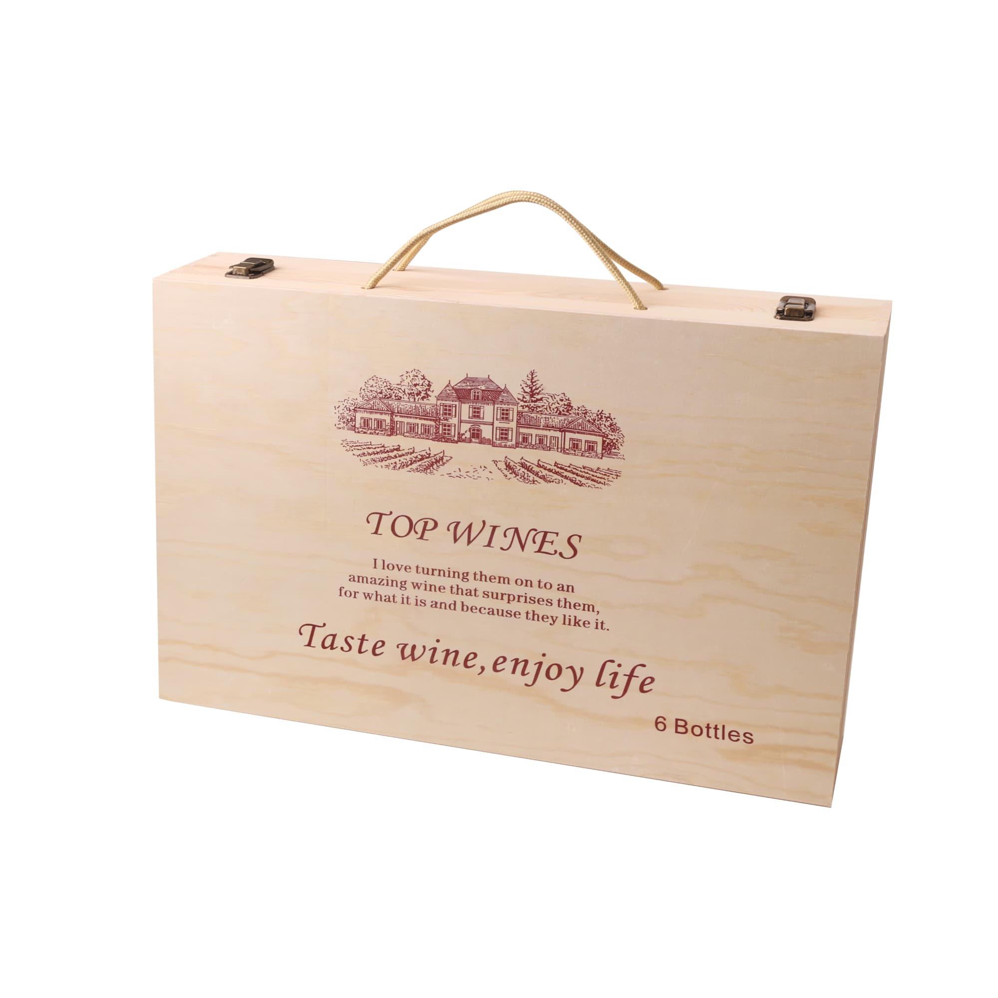 Six Bottles Vintage Wooden Wine Box - PCPB590 Image 