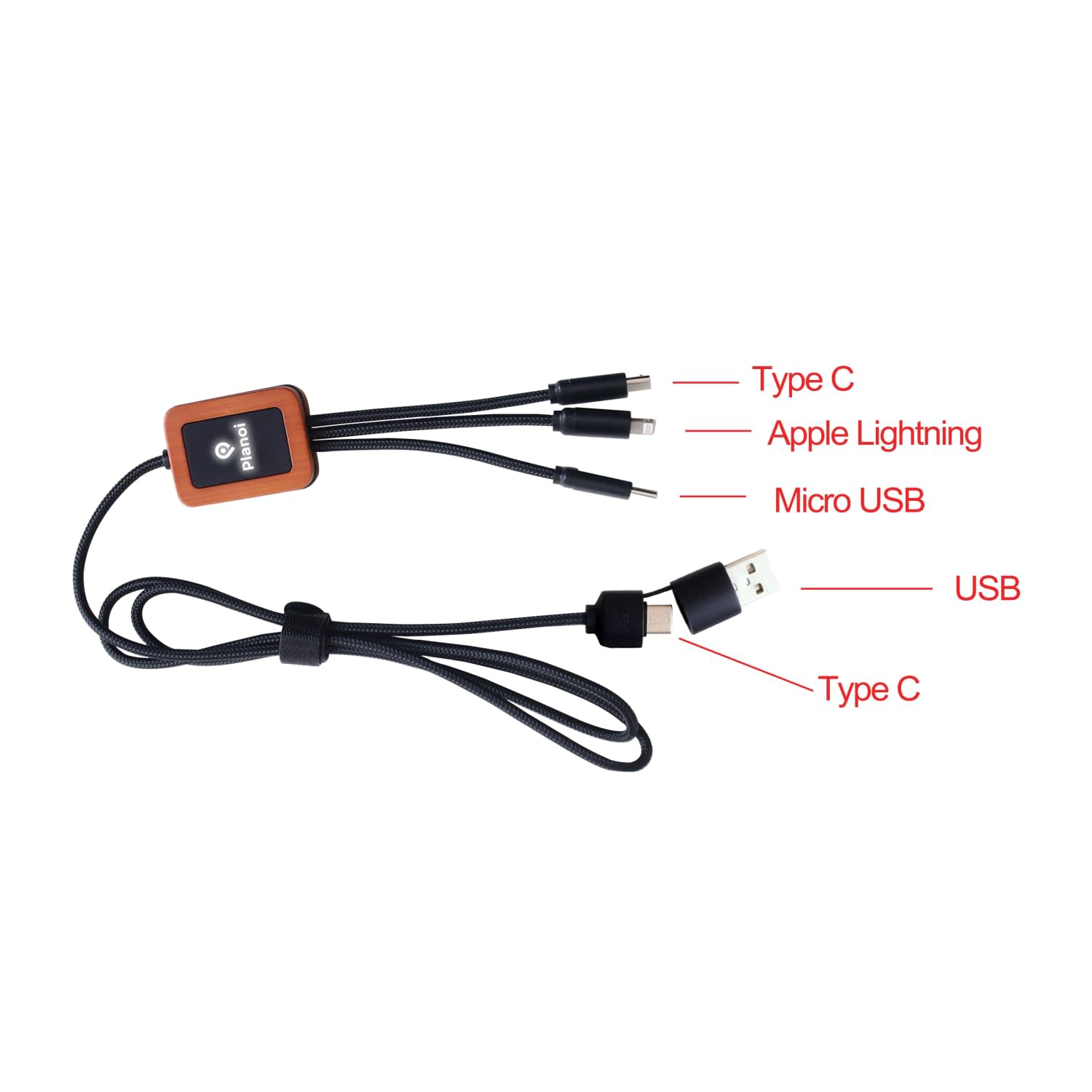 Long Light Up Charging Cable - Square Shape - PCBA120 Image 