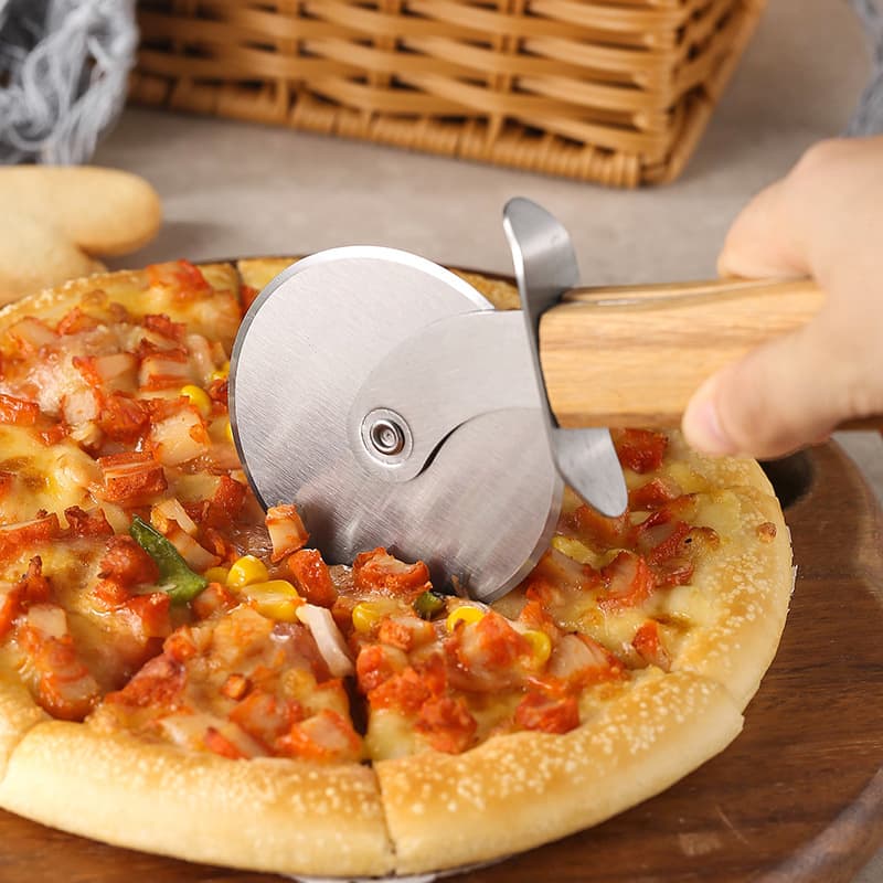 Pizza Cutter Wheel with Hand Carved Wooden Handle - PCH329 Image 