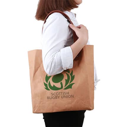 Washable Kraft Paper Bag with PU Handle(390x330x100mm) - PCPB186 Image 