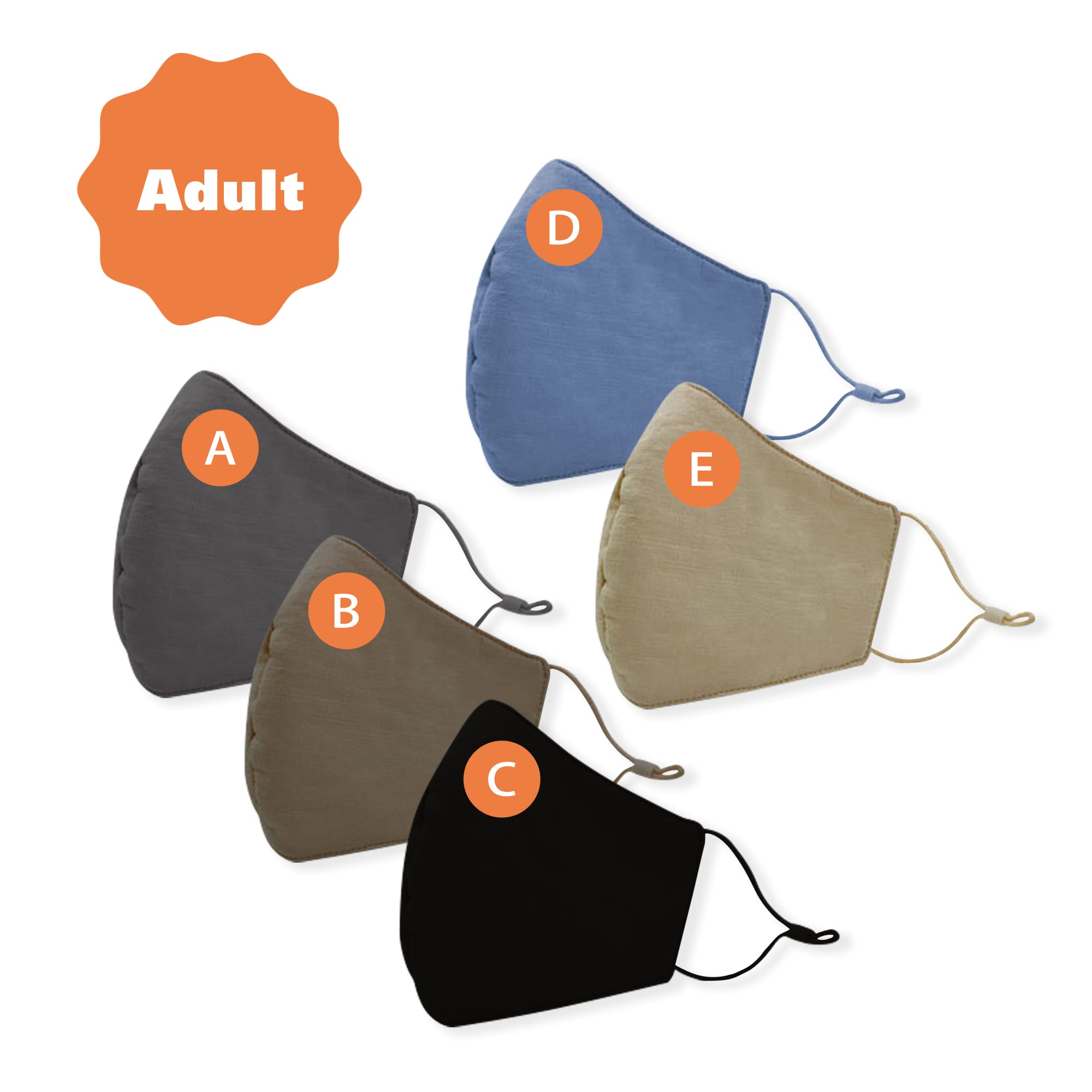 3-Ply Cotton Solid Color Reusable Face Mask- 5 designs available - PCA060 Image 