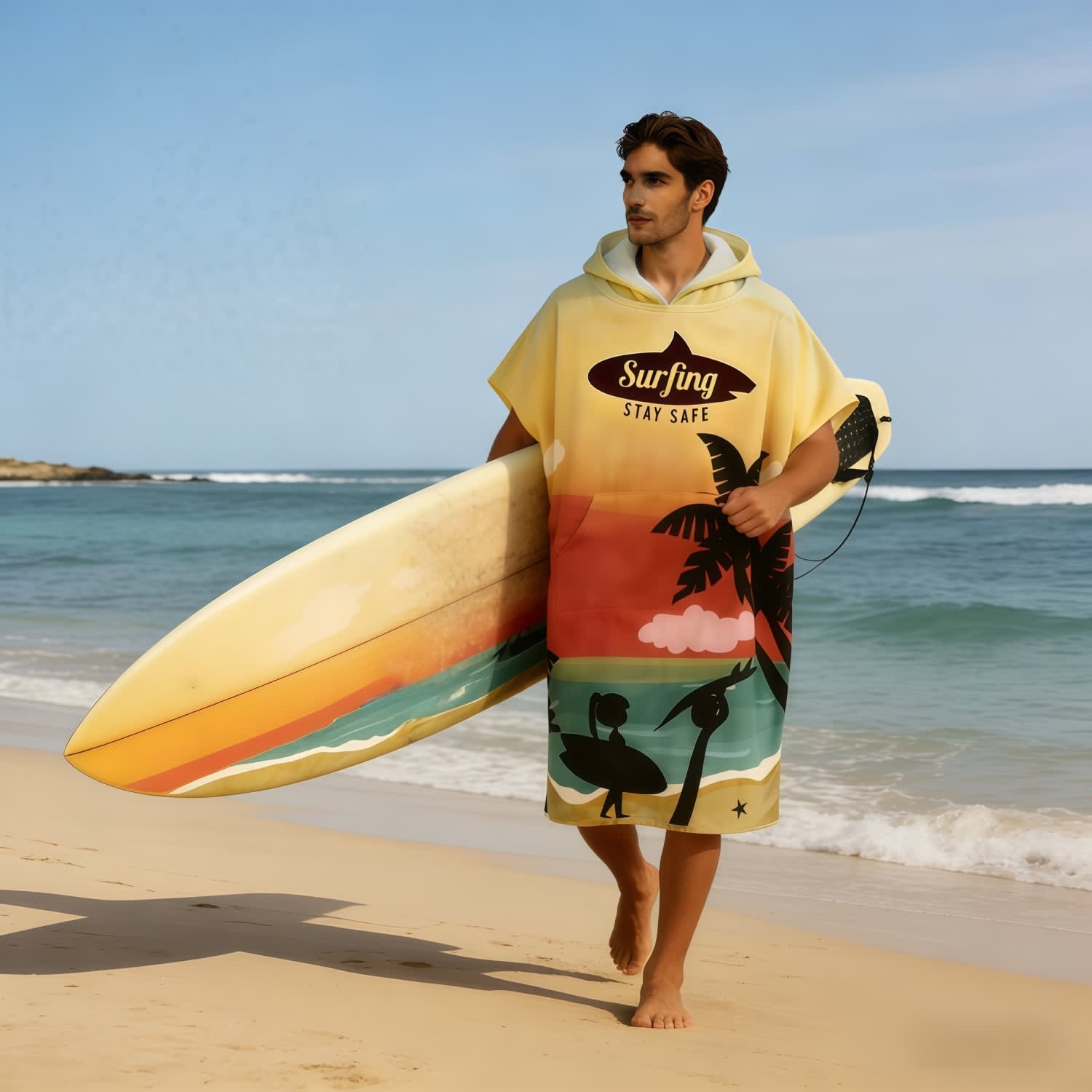 Alternative view of 100% Cotton Sublimation Hoody Towel Surf Poncho