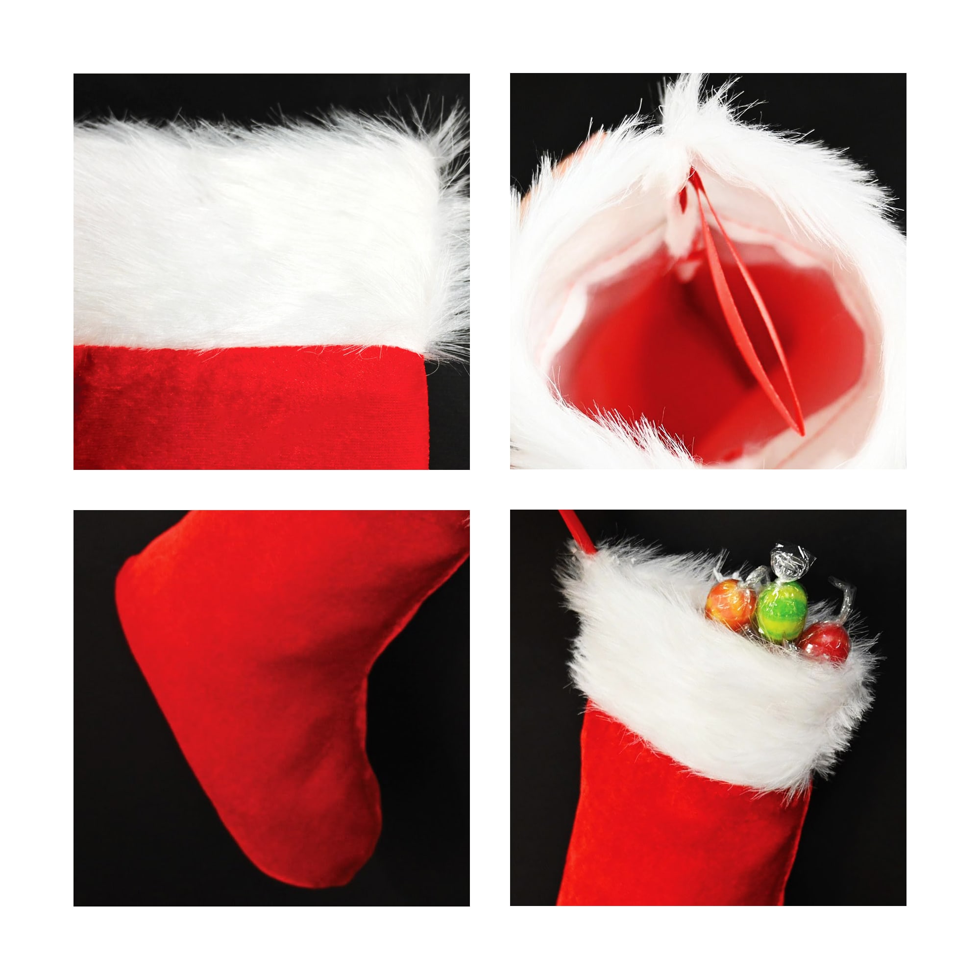 Red and White Embroidered Christmas Stocking