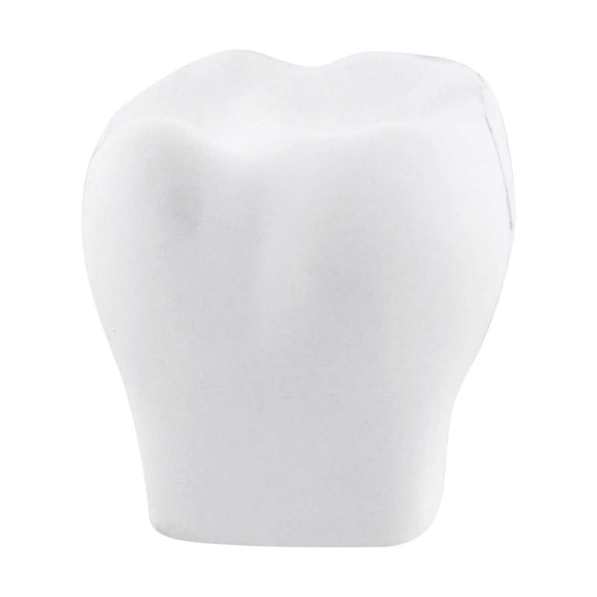 A white tooth-shaped stress reliever with a smooth texture and rounded edges, suitable for stress relief.