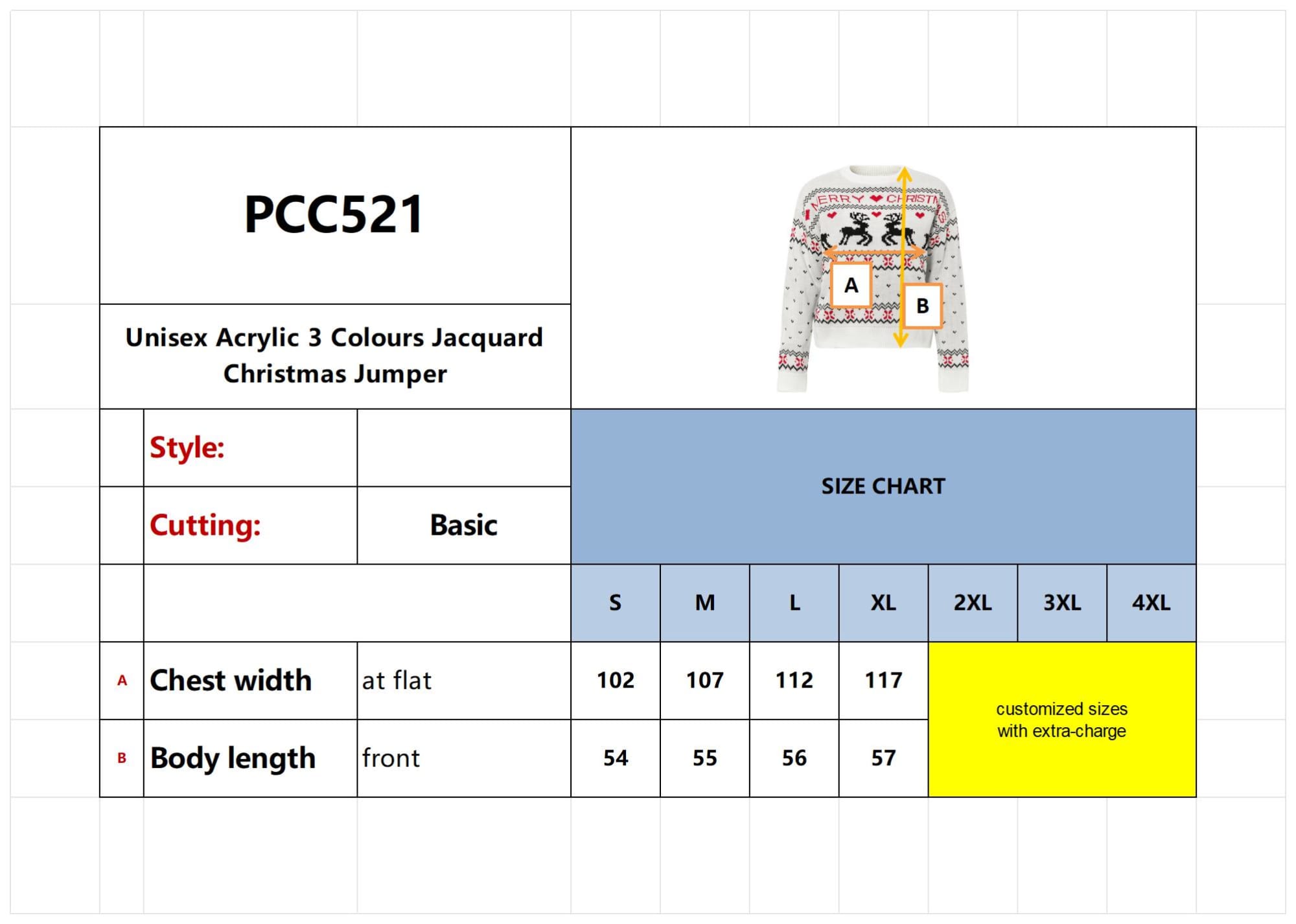 Unisex Acrylic 3 Colours Jacquard Christmas Jumper - PCC521 Image