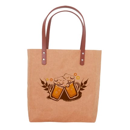 Washable Kraft Paper Bag with PU Handle(390x330x100mm) - PCPB186 Image 