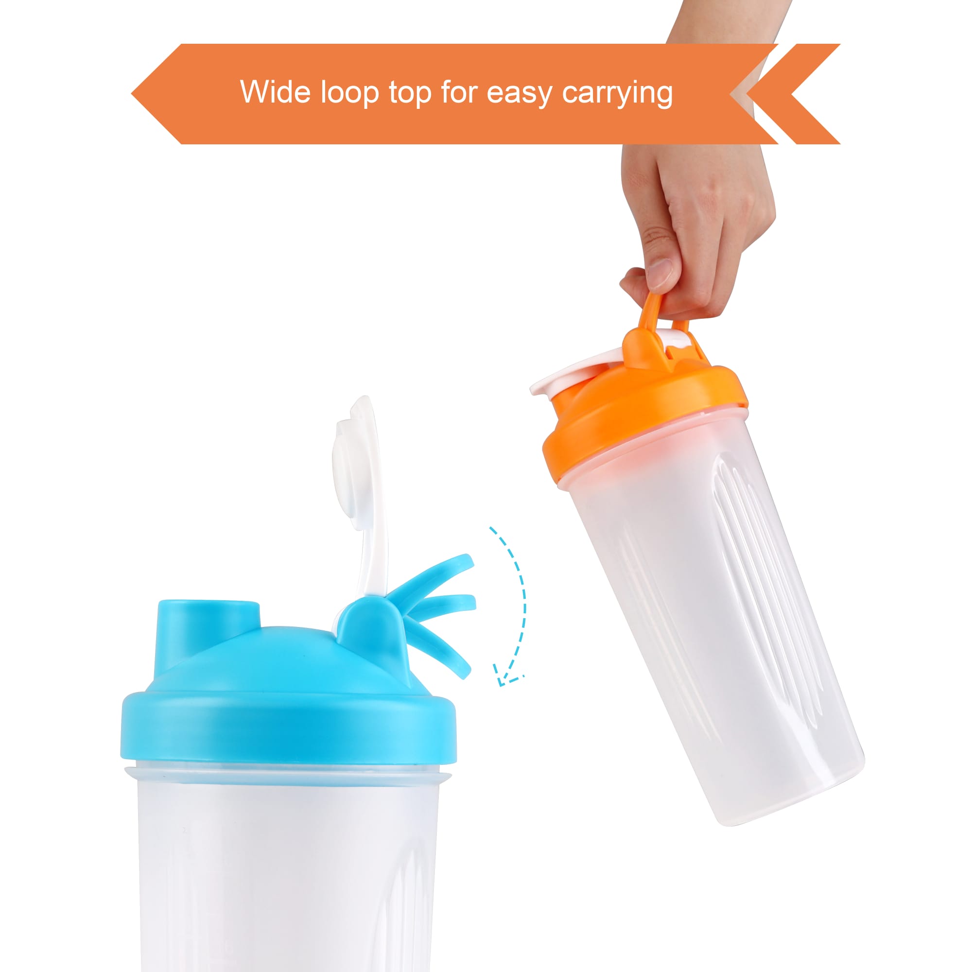 BPA Free Fitness Shaker Bottle with Loop 600ml