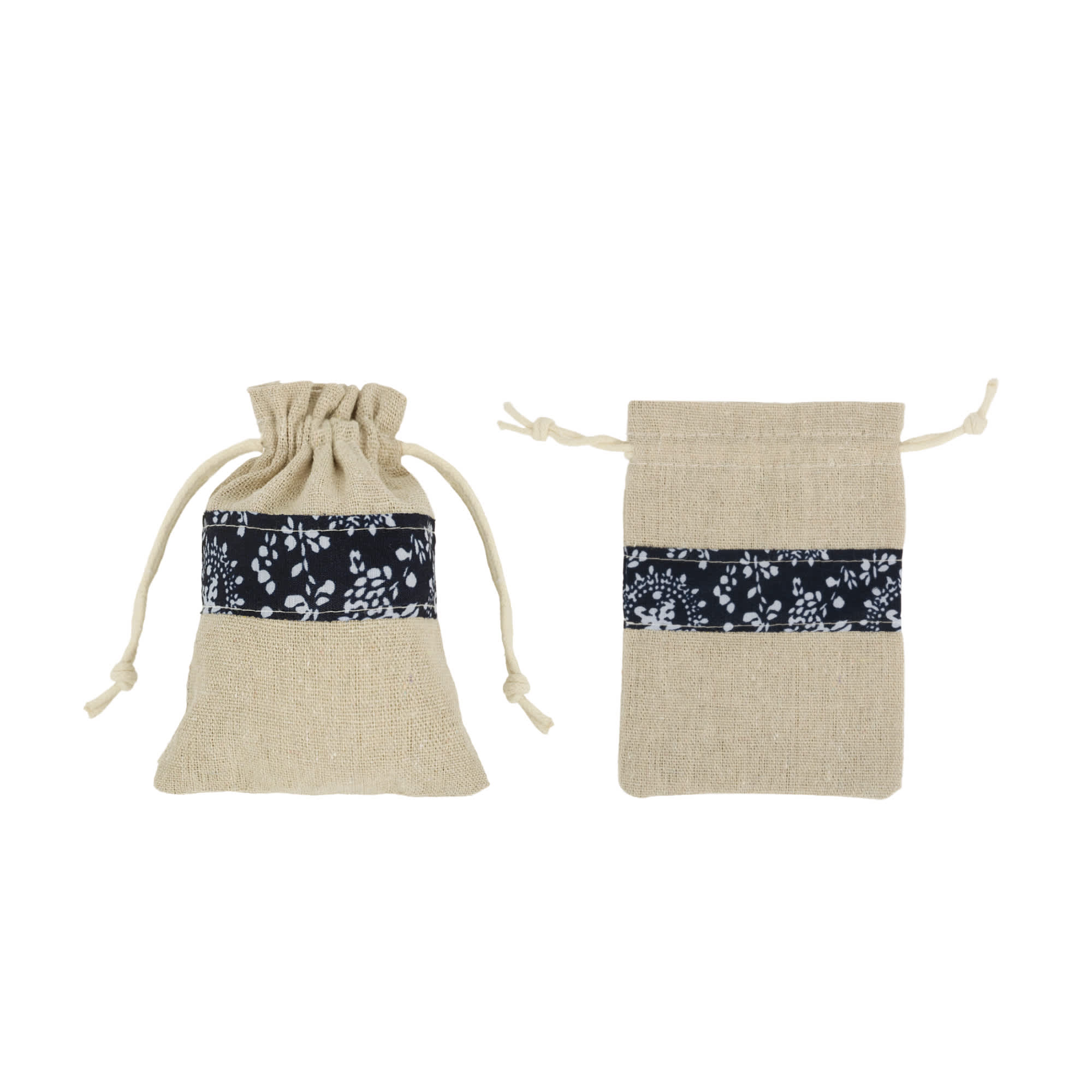 Cotton Linen Patchwork Drawstring Bags