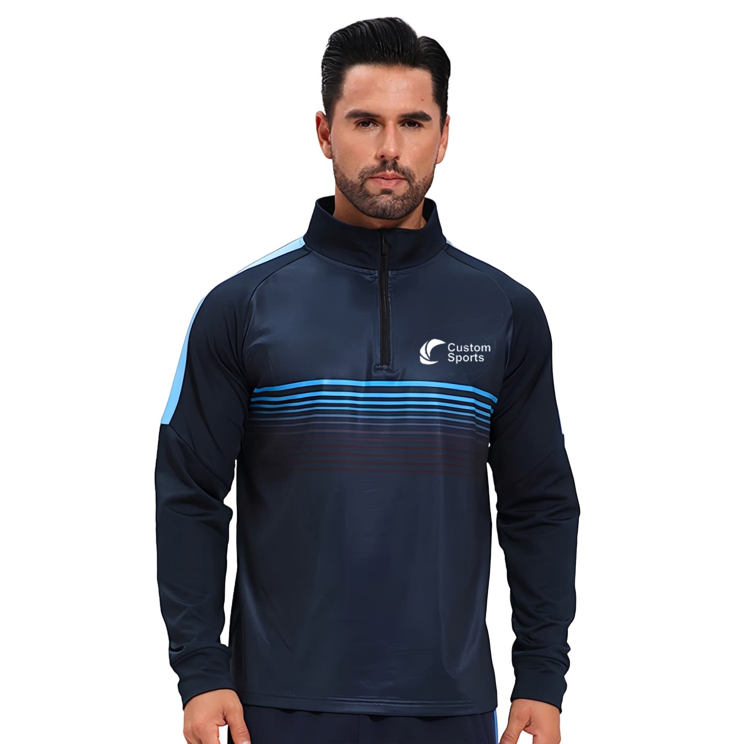 Polyester Spandex Sublimated High Stand-Up Collar  1/4 Zip Raglan Jacket