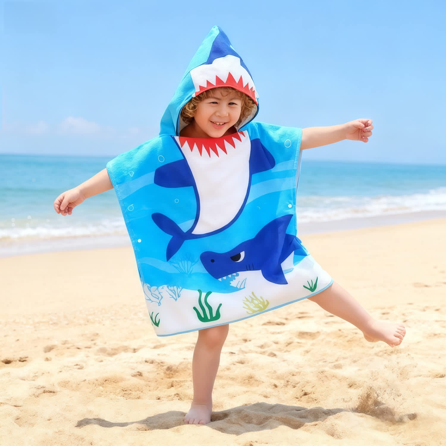 Alternative view of 100% Double-Sided Fleece Sublimation Kids Hooded Change Towel