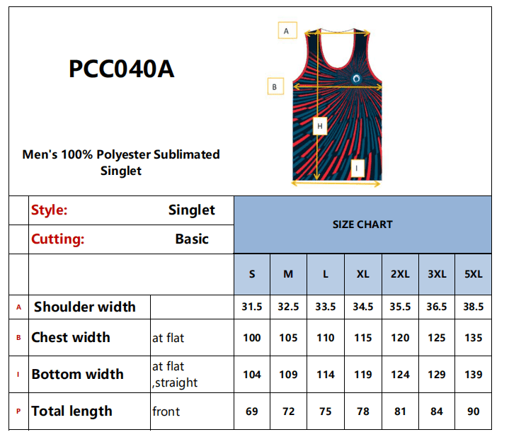 Men's100%Polyester Sublimated Singlet - PCC040A Image 