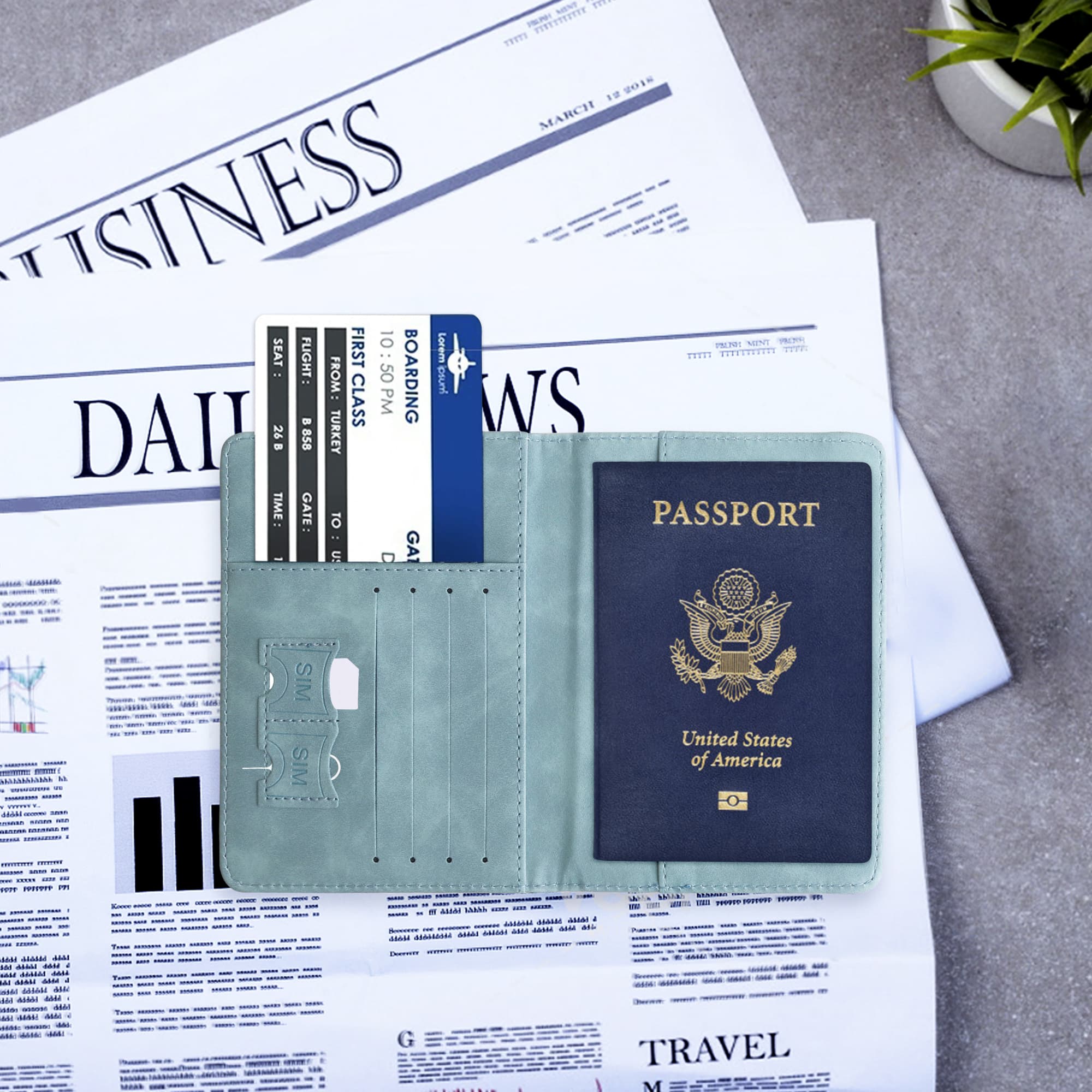 RFID Multifunctional PU Leather Passport Holder - PCT317 Image 