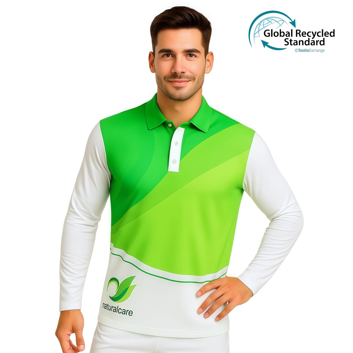 Alternative view of Unisex Adults RPET Micro Mesh Sublimated Basic Long Sleeves POLO