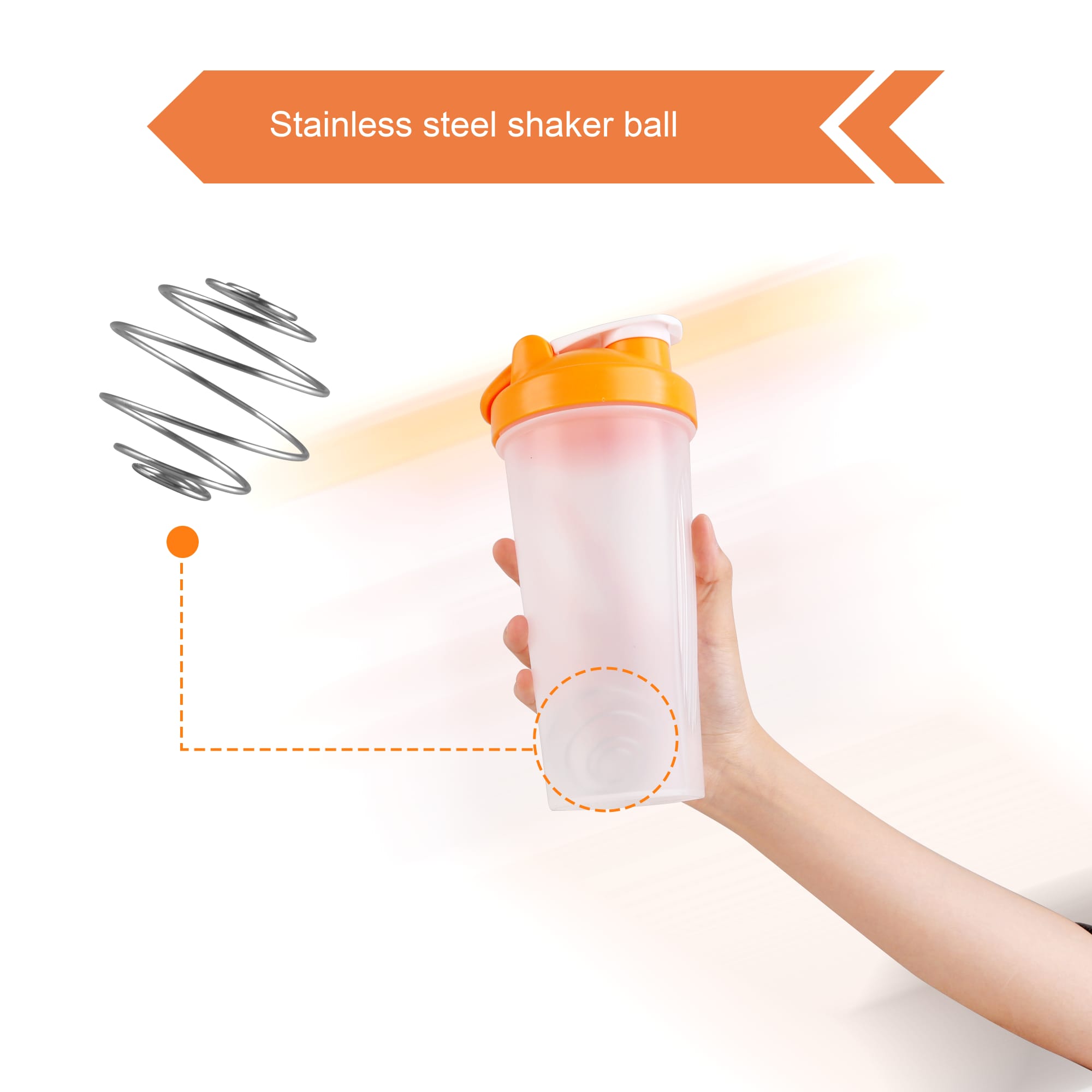 BPA Free Fitness Shaker Bottle with Loop 600ml