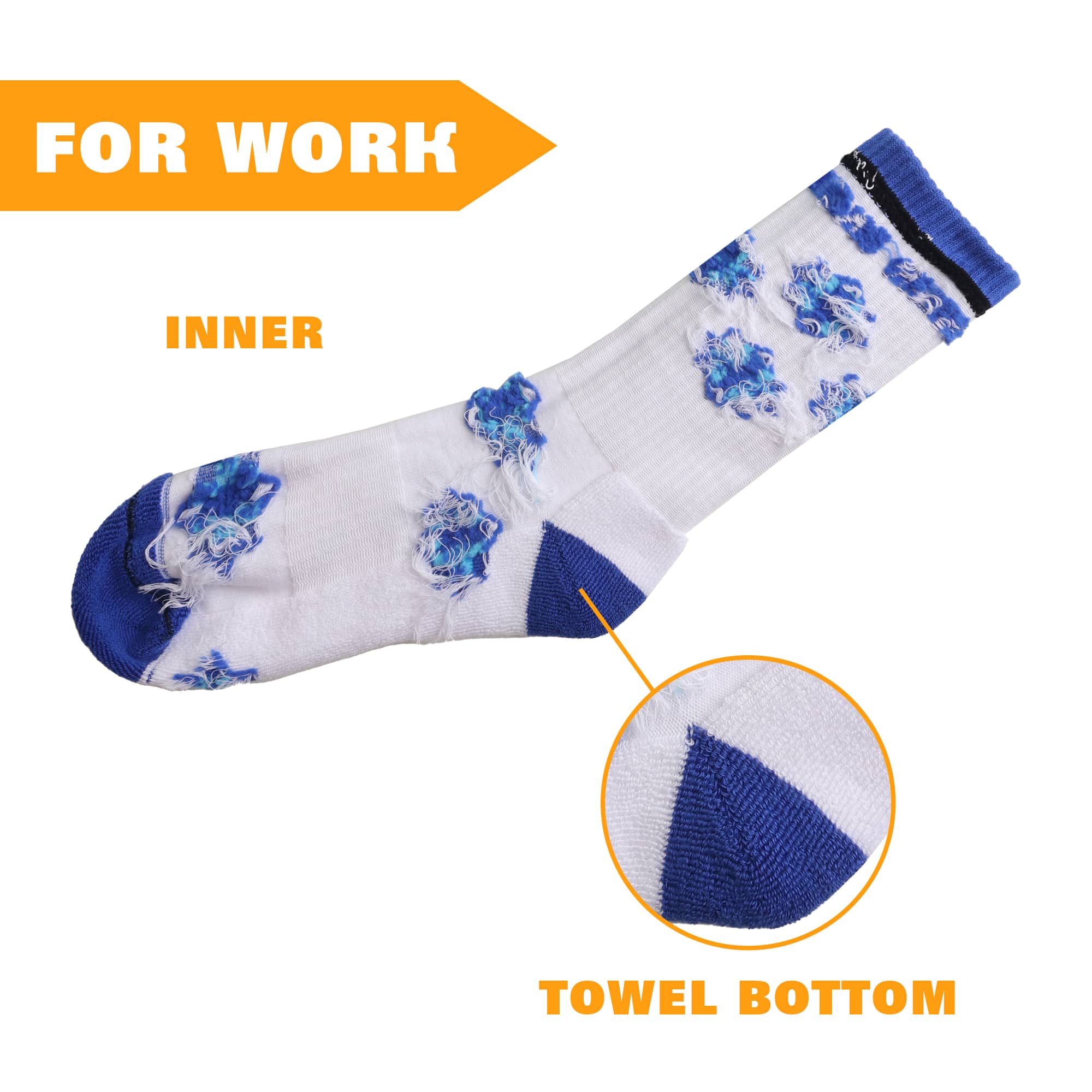 Crew Woven Work Socks - With Towel Bottom - PCH567 Image