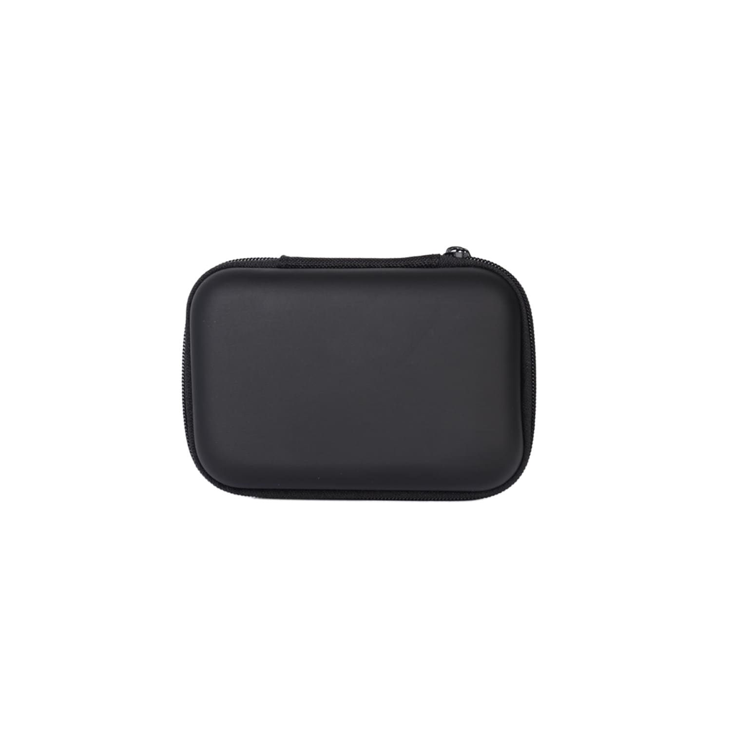 A black medium zipper case, featuring a smooth surface and a zip closure, with a simple design.