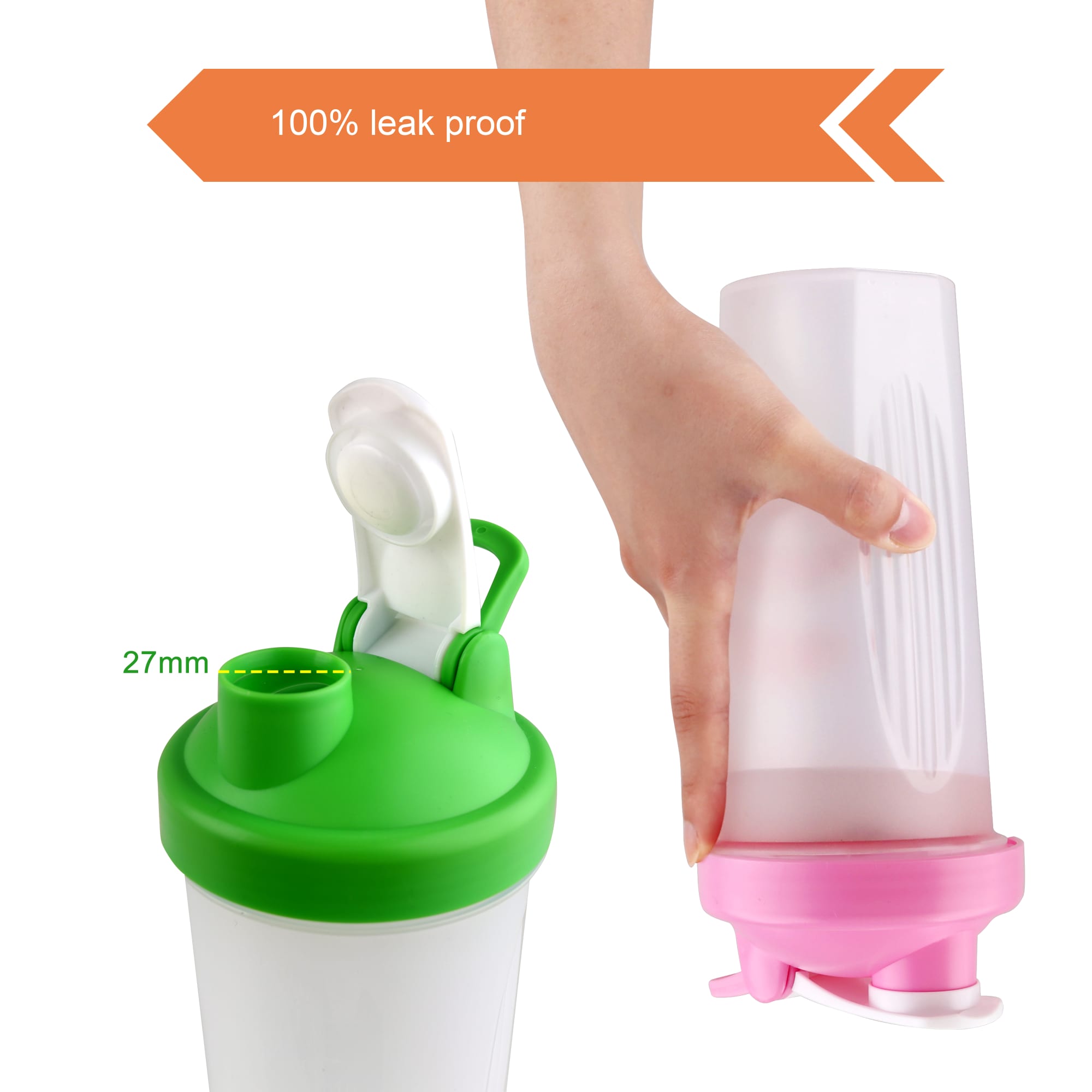 BPA Free Fitness Shaker Bottle with Loop 600ml