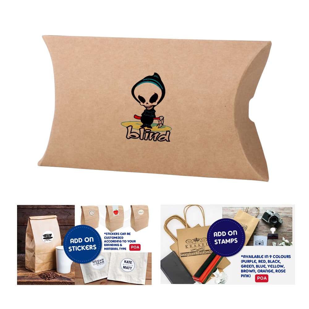Small Brown Kraft Pillow Box(125 x 75 x 30mm) - PCPB080 Image 