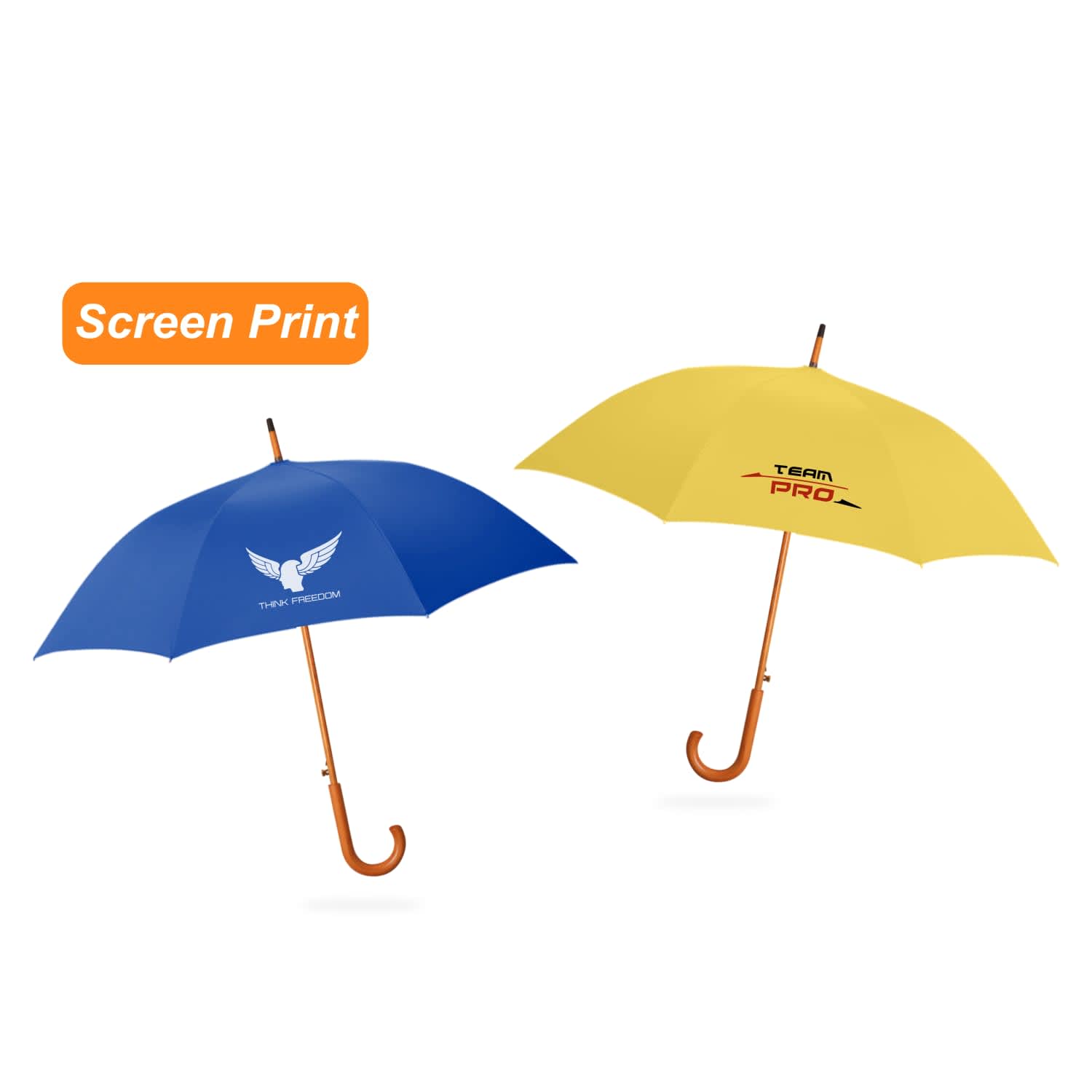 RPET Wooden Umbrella with Curved Handle - PCH908 Image 