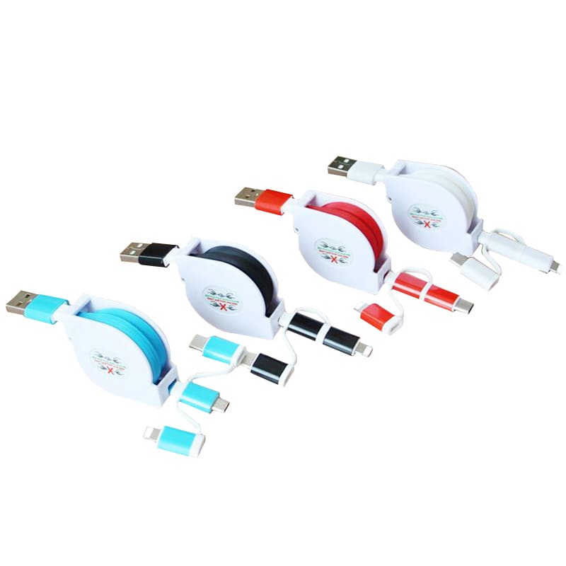 3-In-1 ABS Retractable Charging Cable - PCBA80 Image 