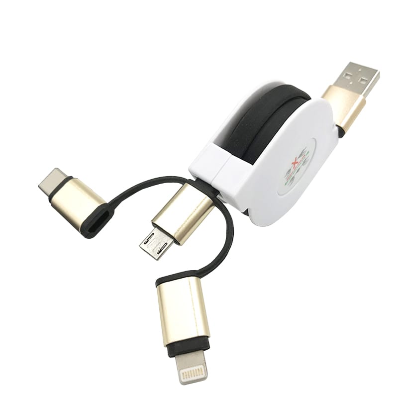 3-In-1 Metal Retractable Charging Cable - PCBA85 Image 