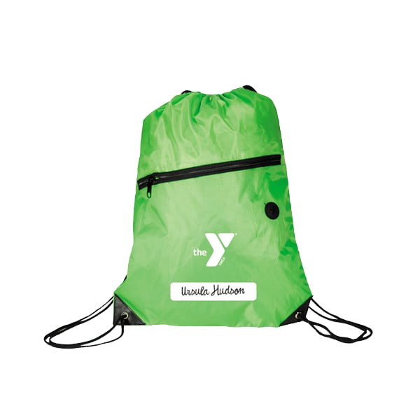Polyester Drawstring Bag with Zippered Pocket - PCBC600 Image