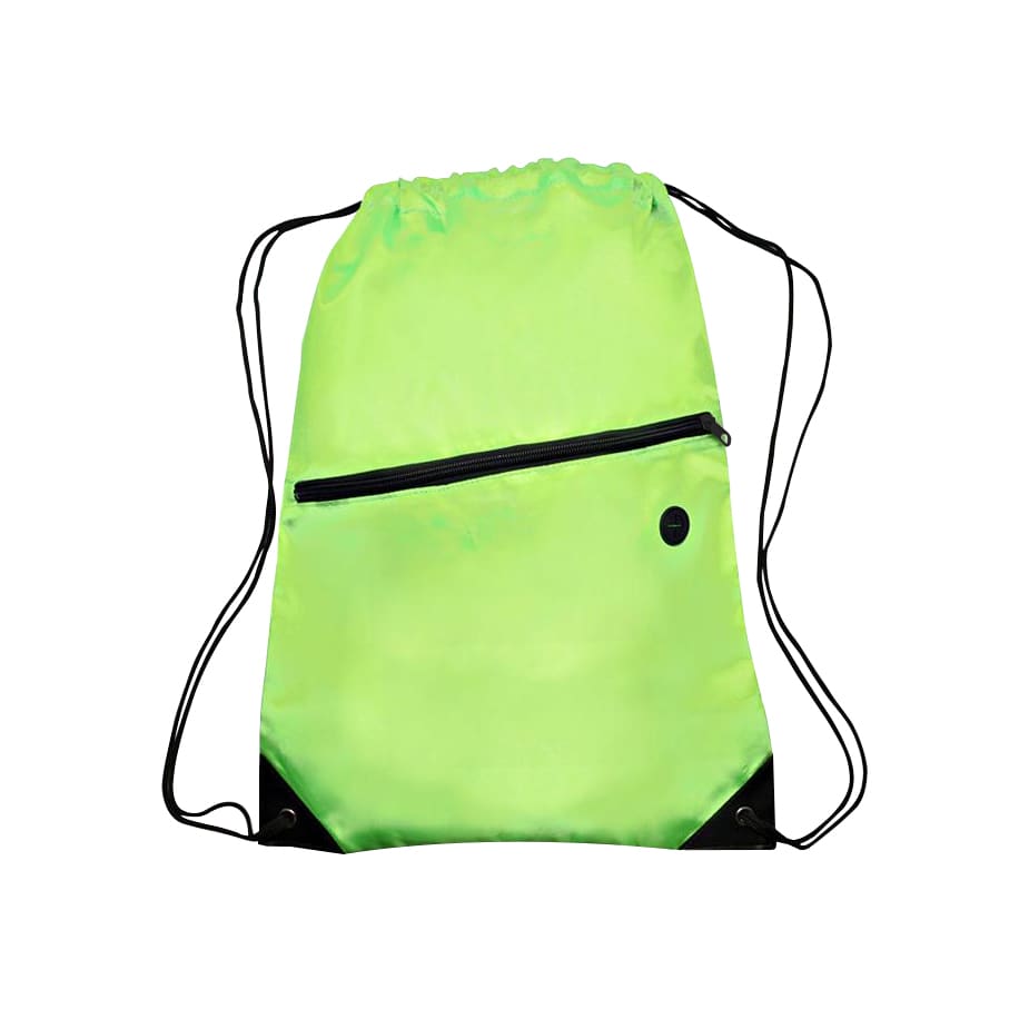 Polyester Drawstring Bag with Zippered Pocket - PCBC600 Image