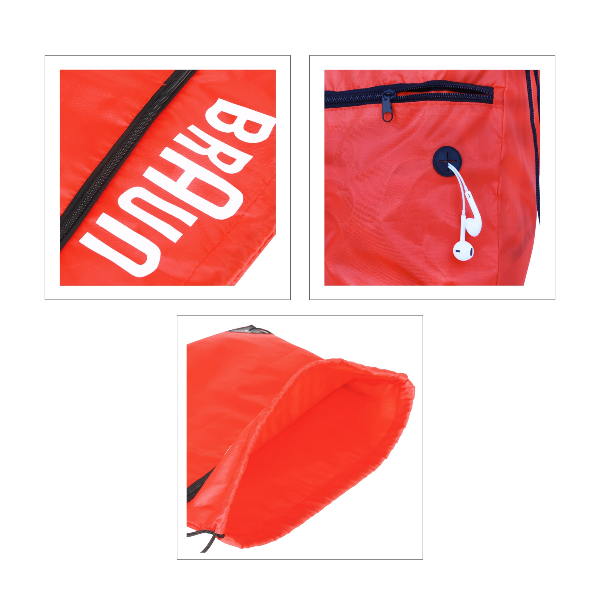 Polyester Drawstring Bag with Zippered Pocket - PCBC600 Image